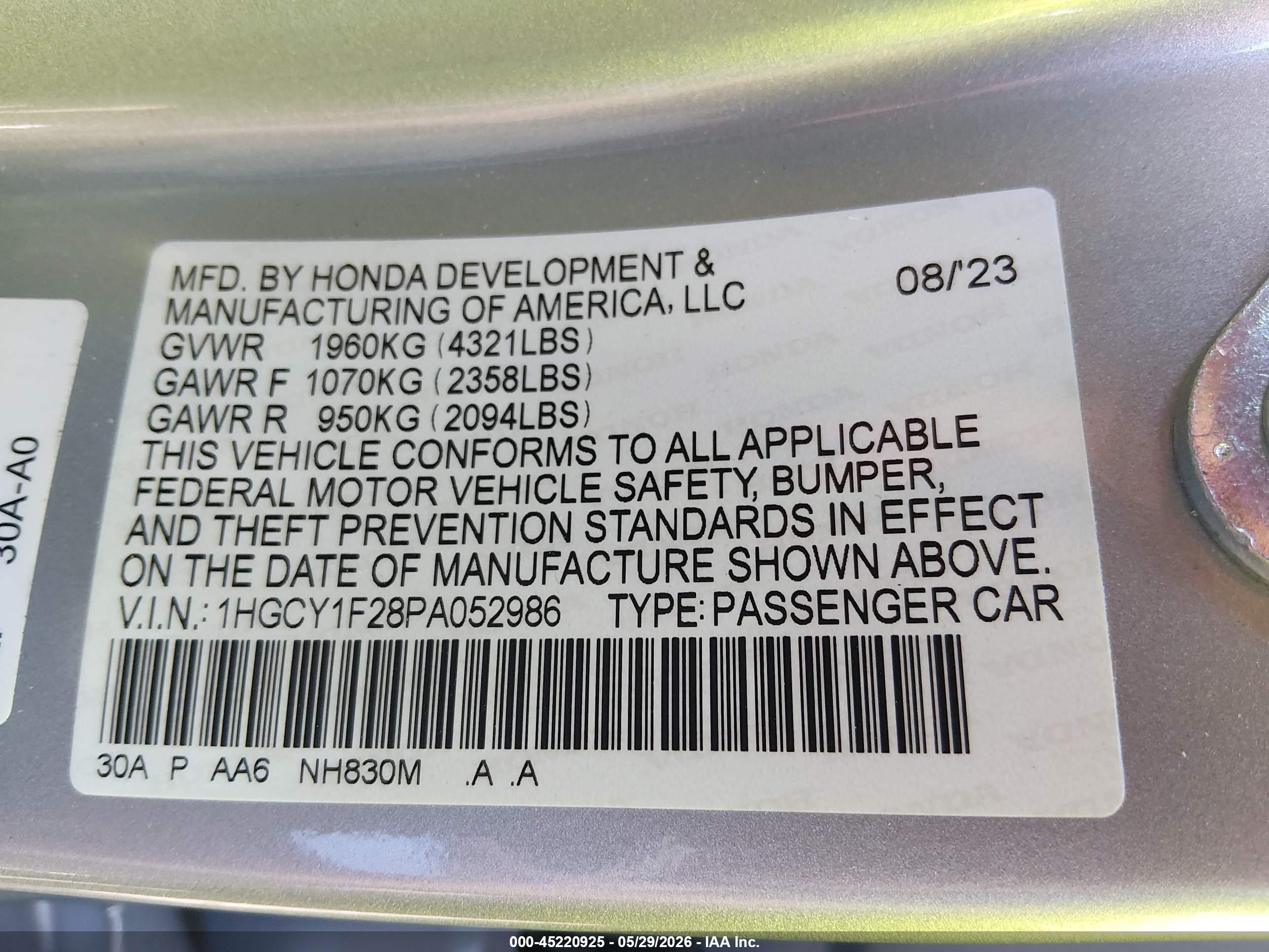 2023 Honda Accord Lx Silver vin: 1HGCY1F28PA052986