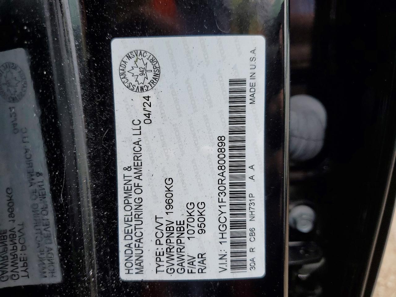 2024 Honda Accord Ex Black vin: 1HGCY1F30RA800898