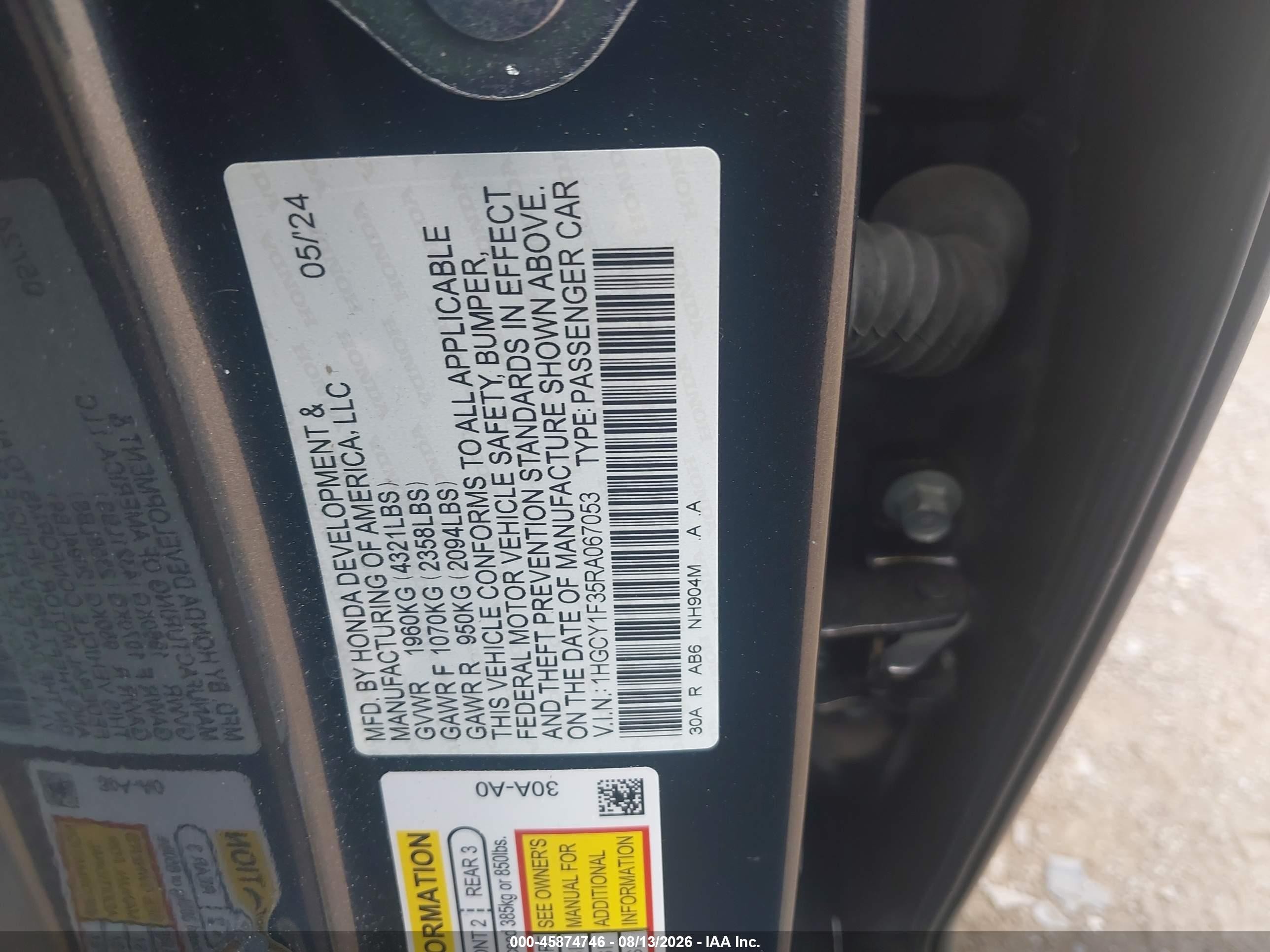 2024 Honda Accord Ex Gray vin: 1HGCY1F35RA067053