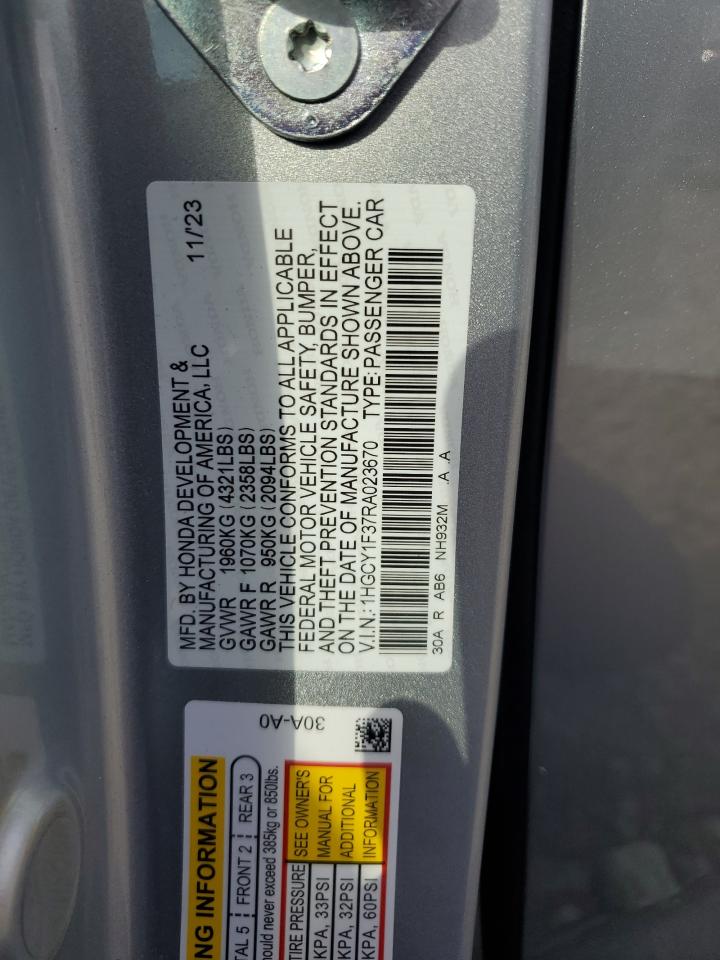 2024 Honda Accord Ex Серебряный vin: 1HGCY1F37RA023670