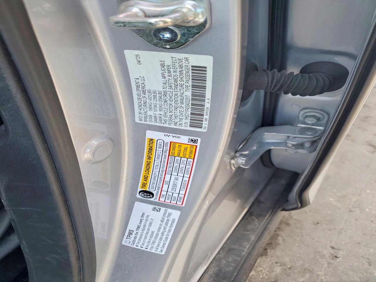 2025 Honda Accord Se Silver vin: 1HGCY1F42SA032517