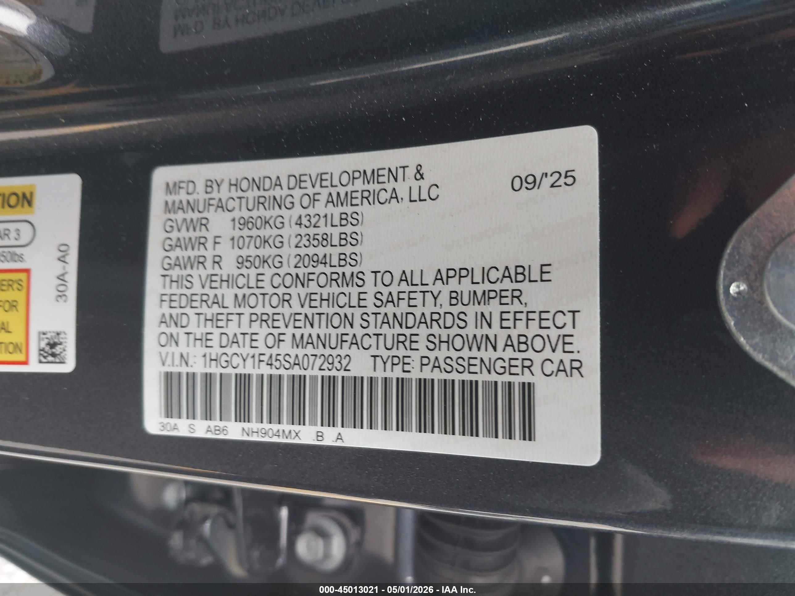 2025 Honda Accord Se Серый vin: 1HGCY1F45SA072932