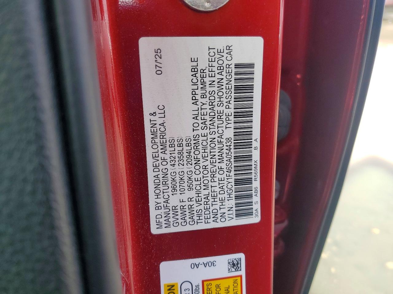2025 Honda Accord Se Red vin: 1HGCY1F46SA054438