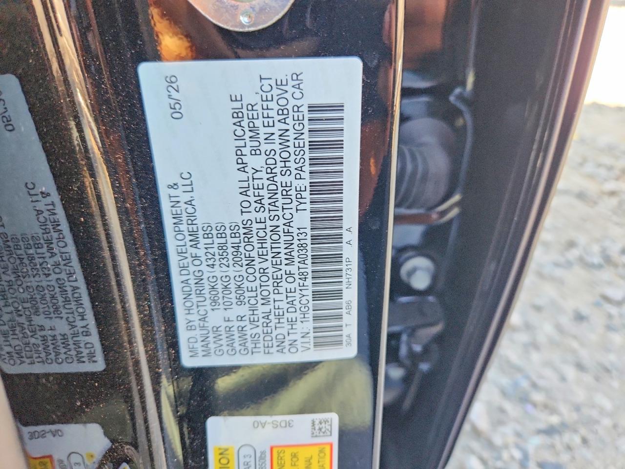 2026 Honda Accord Se Black vin: 1HGCY1F48TA038131