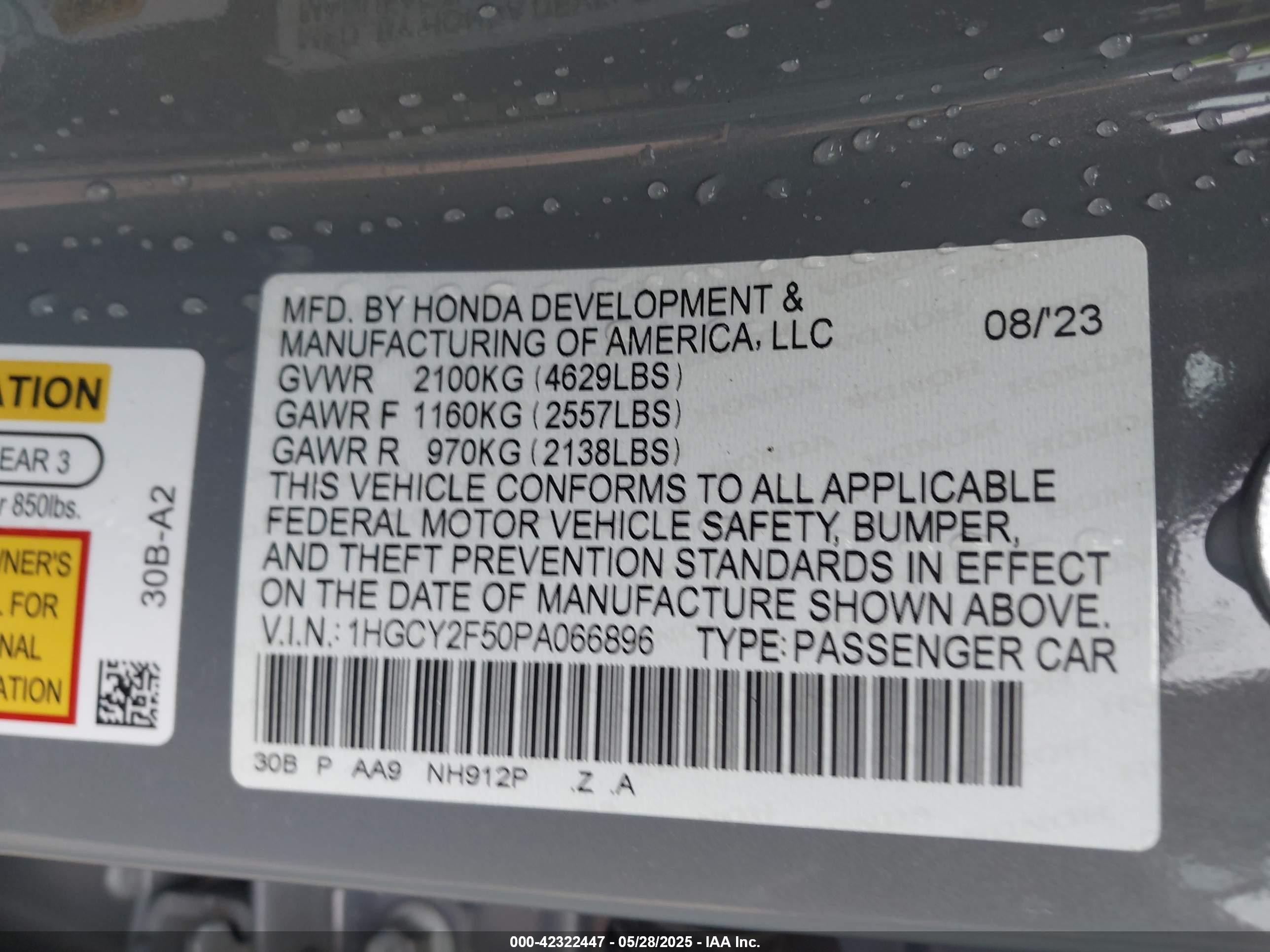 2023 Honda Accord Hybrid Sport Gray vin: 1HGCY2F50PA066896