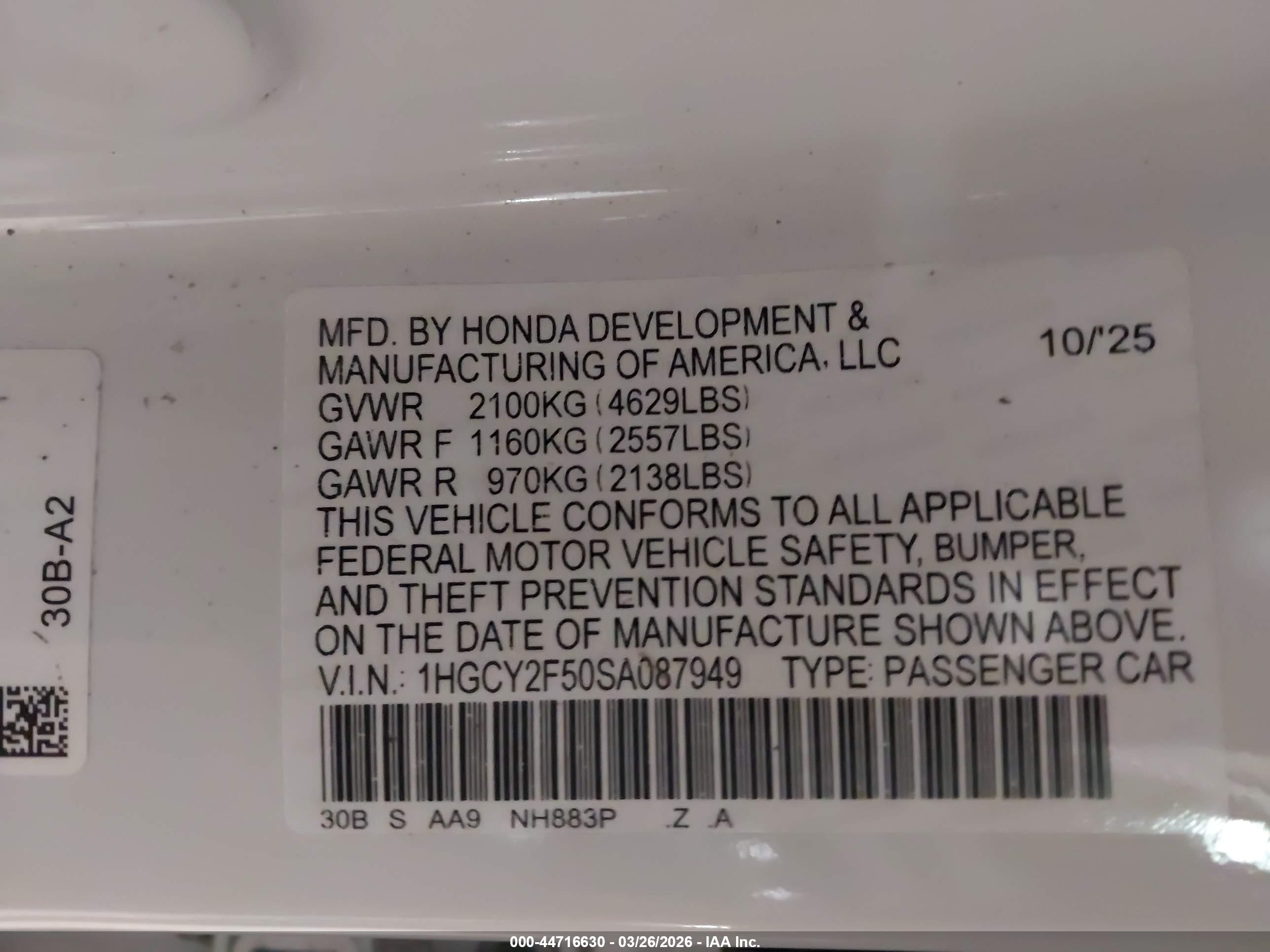 2025 Honda Accord Hybrid Sport White vin: 1HGCY2F50SA087949