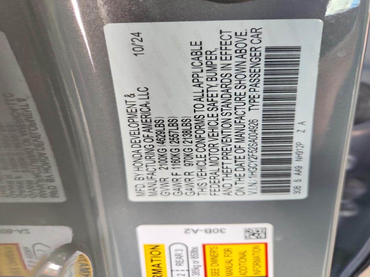 2025 Honda Accord Hybrid Sport Green vin: 1HGCY2F52SA004926