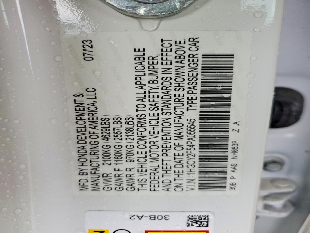 2023 Honda Accord Hybrid Sport White vin: 1HGCY2F54PA055545
