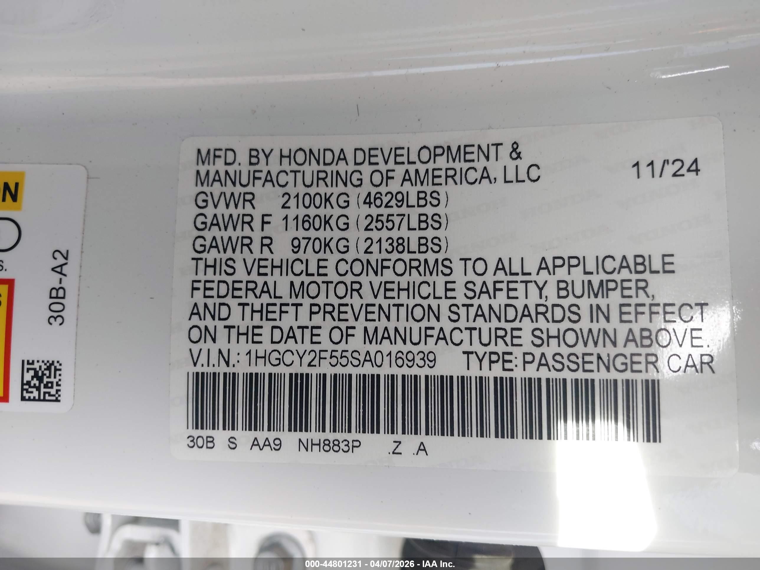 2025 Honda Accord Hybrid Sport Белый vin: 1HGCY2F55SA016939