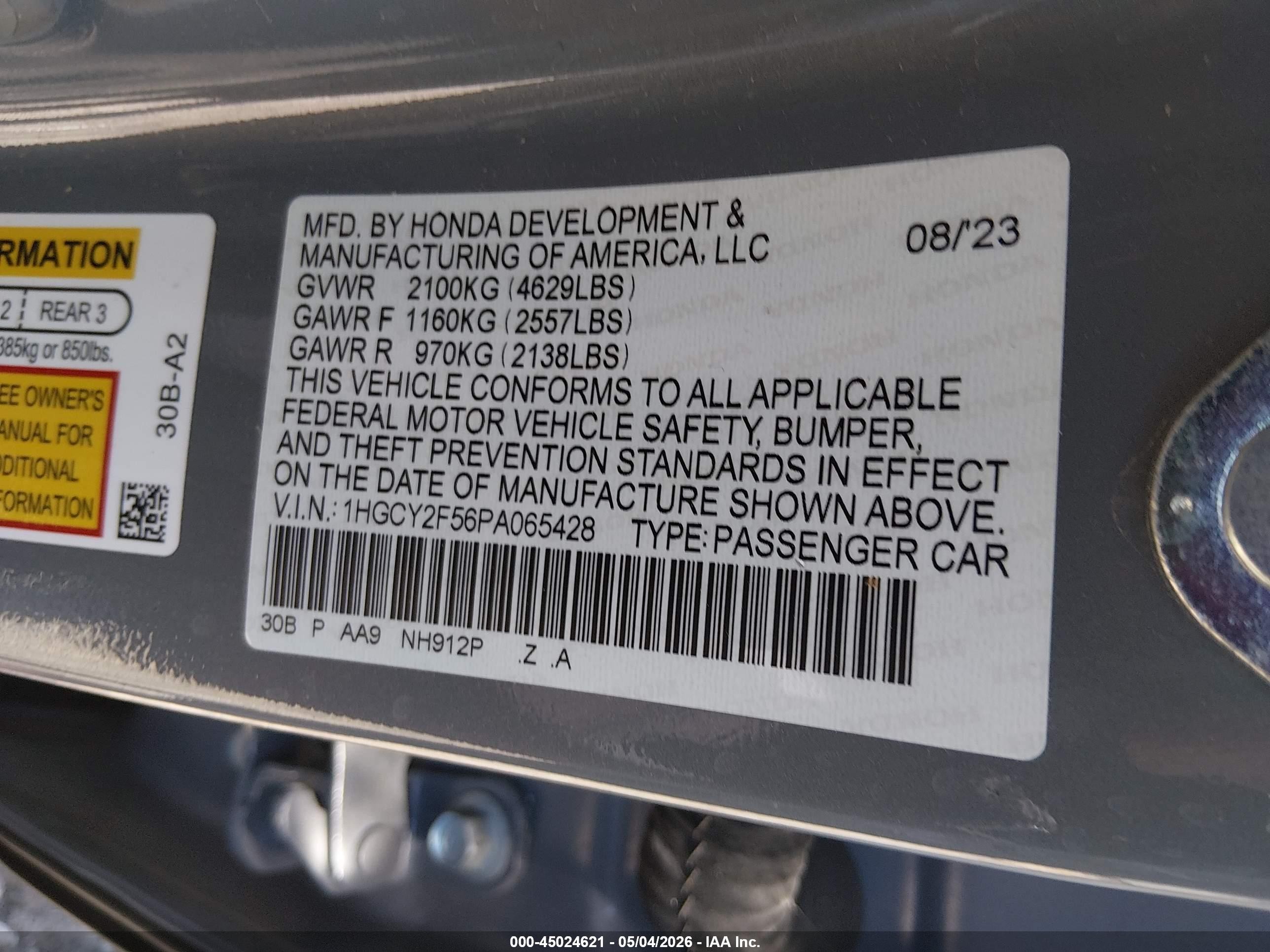2023 Honda Accord Hybrid Sport Gray vin: 1HGCY2F56PA065428