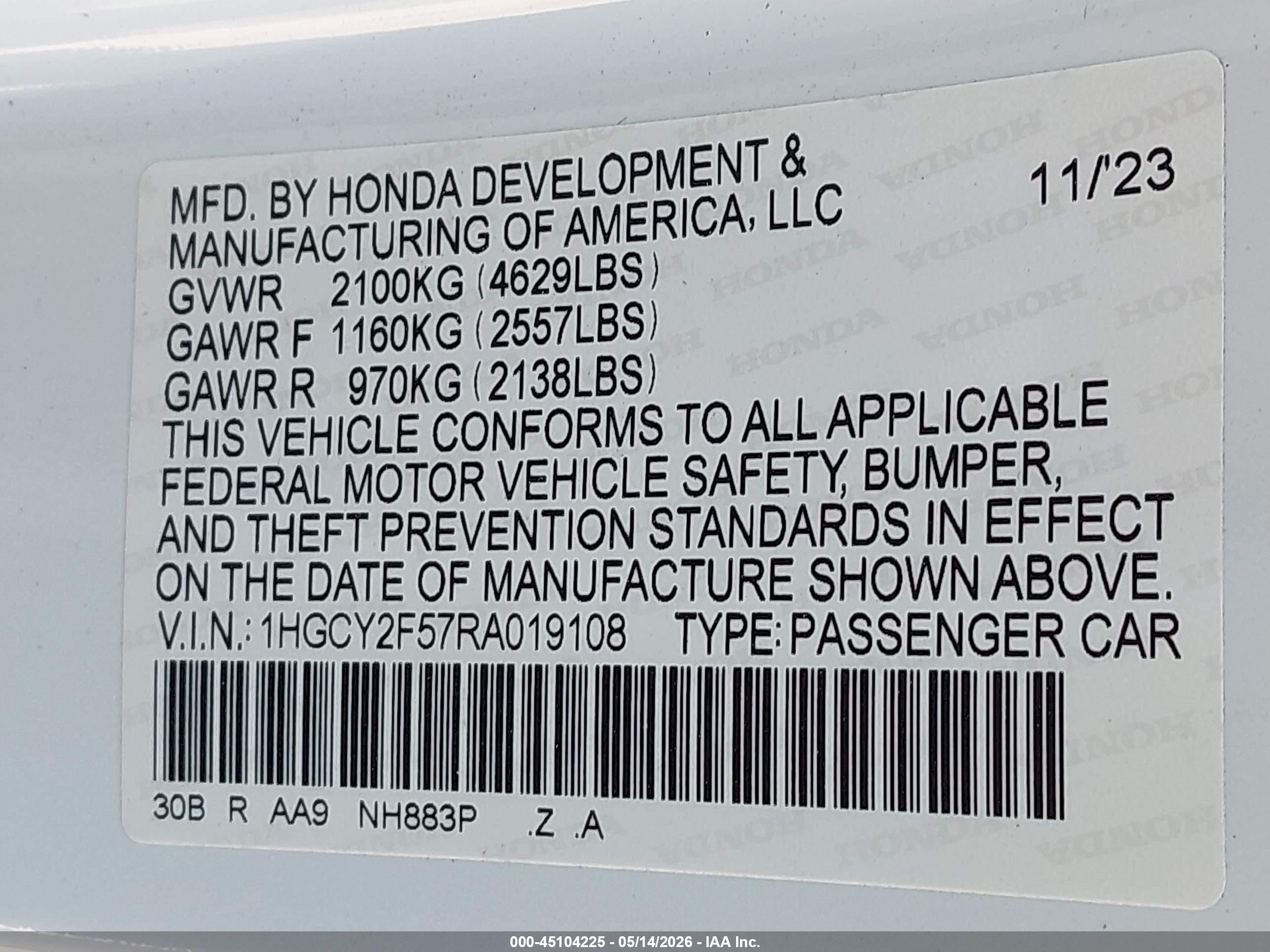 2024 Honda Accord Hybrid Sport White vin: 1HGCY2F57RA019108