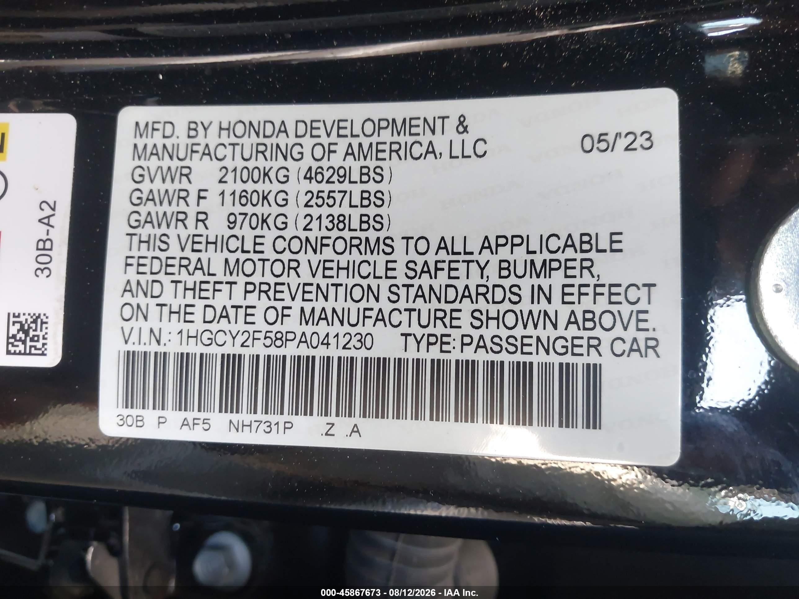 2023 Honda Accord Hybrid Sport Black vin: 1HGCY2F58PA041230