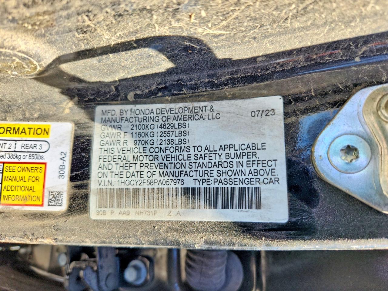 2023 Honda Accord Hybrid Sport Burn vin: 1HGCY2F58PA057976