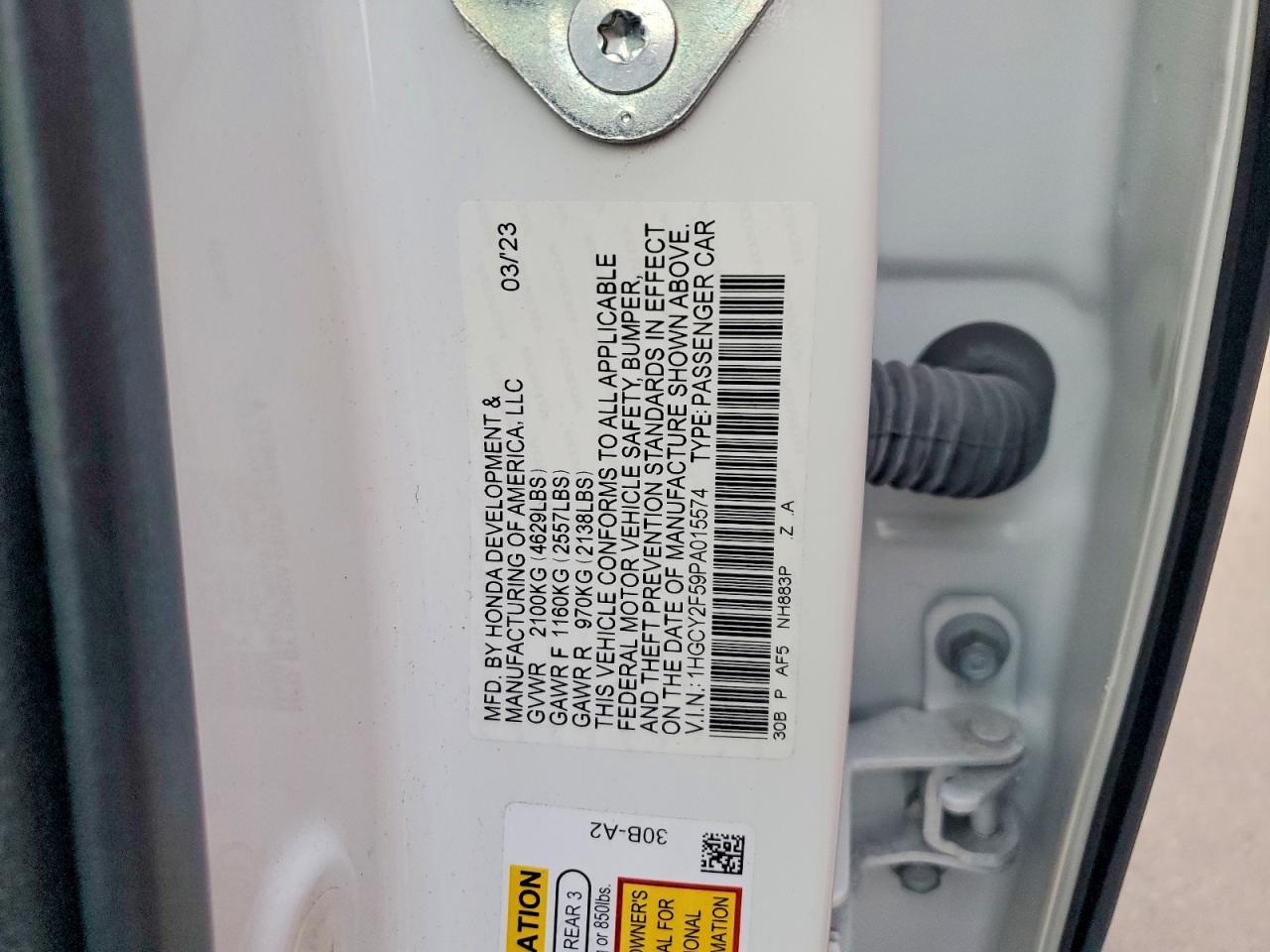 2023 Honda Accord Hybrid Sport White vin: 1HGCY2F59PA015574