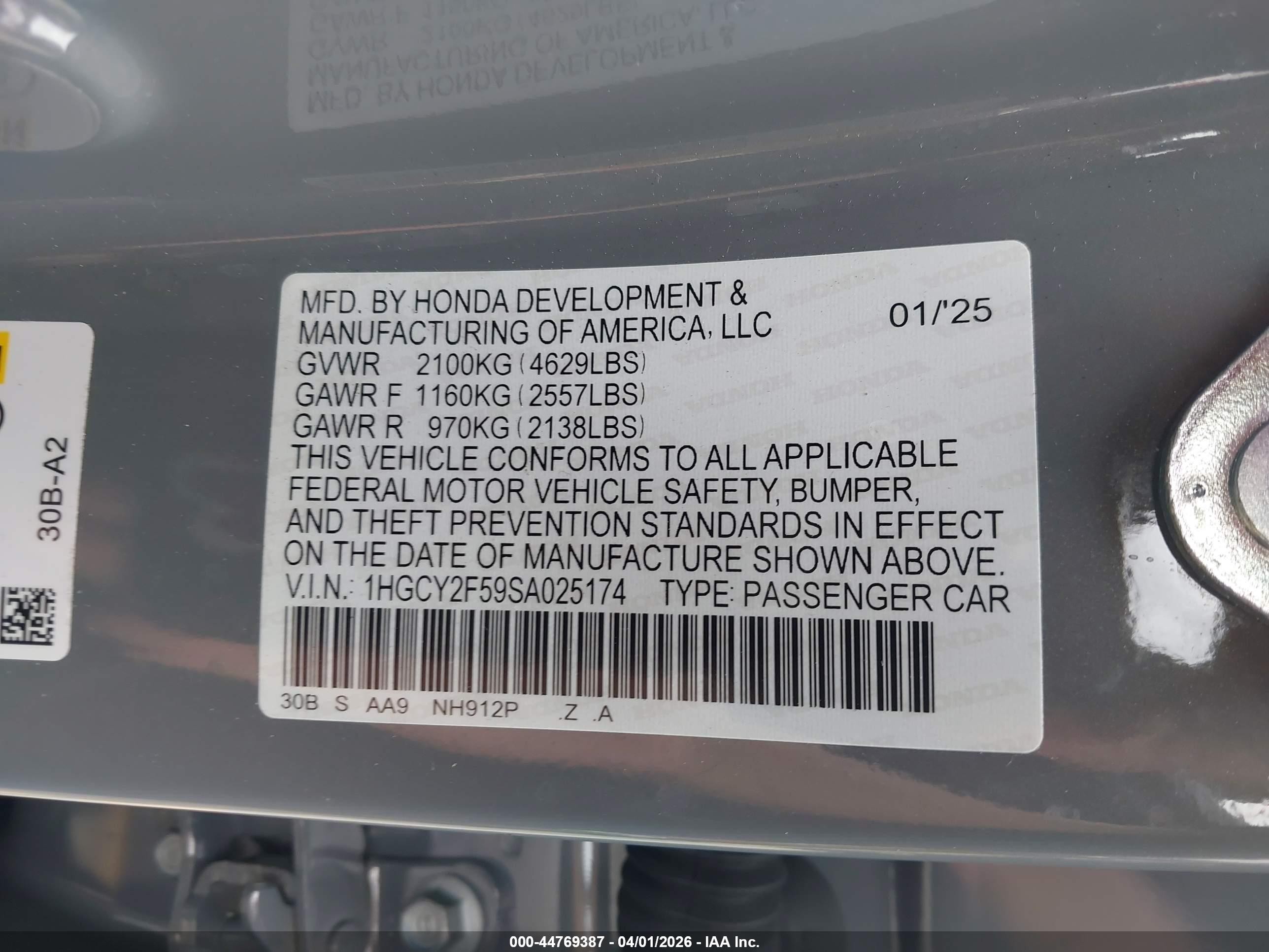 2025 Honda Accord Hybrid Sport Gray vin: 1HGCY2F59SA025174
