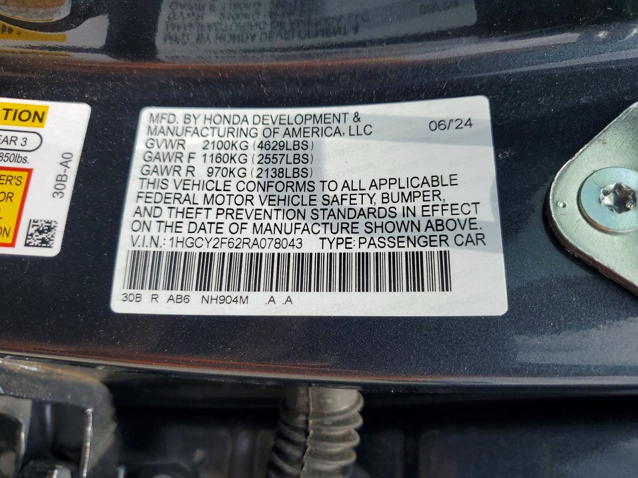 2024 Honda Accord Hybrid Exl Gray vin: 1HGCY2F62RA078043