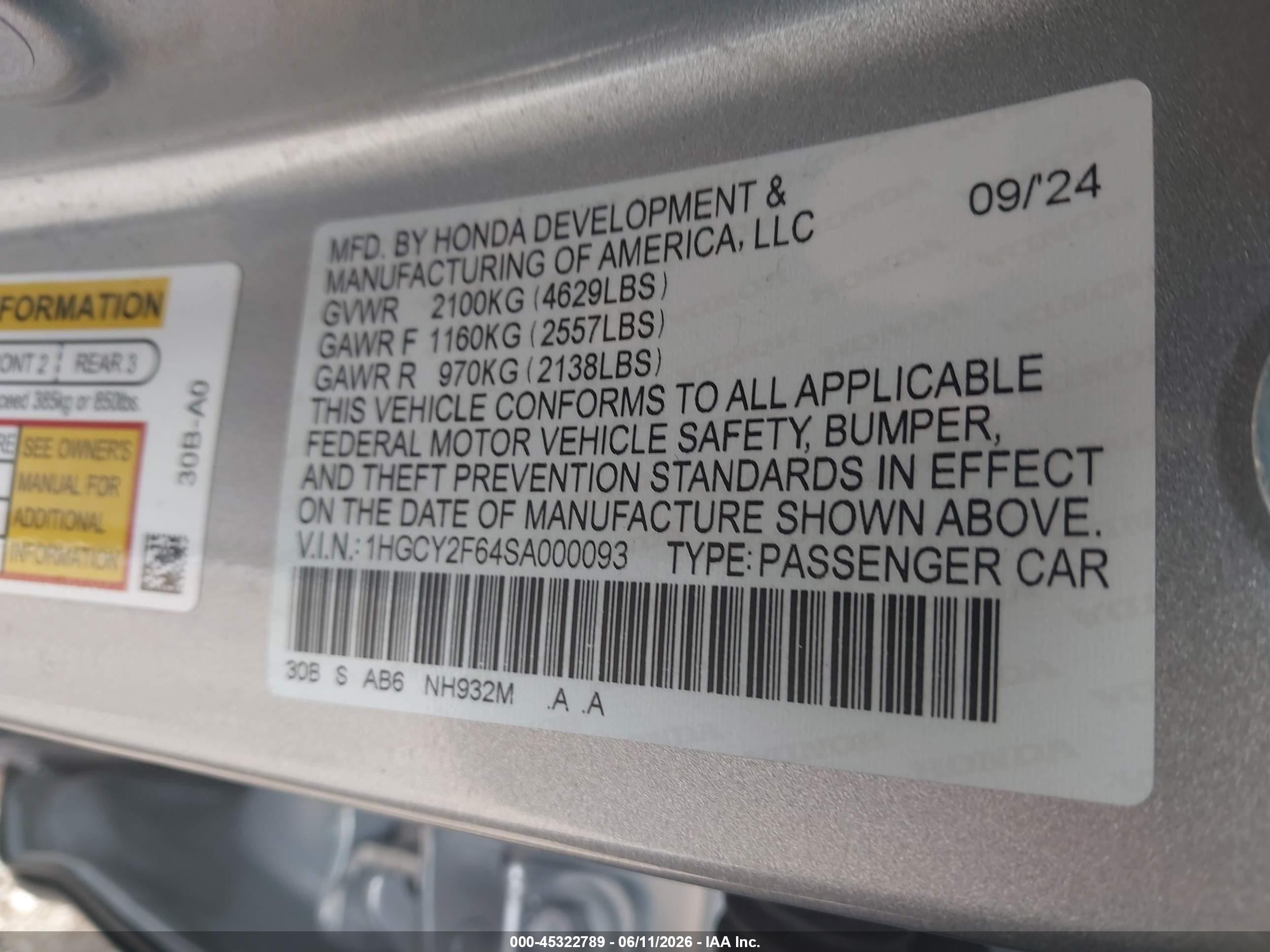 2025 Honda Accord Hybrid Ex-l Silver vin: 1HGCY2F64SA000093