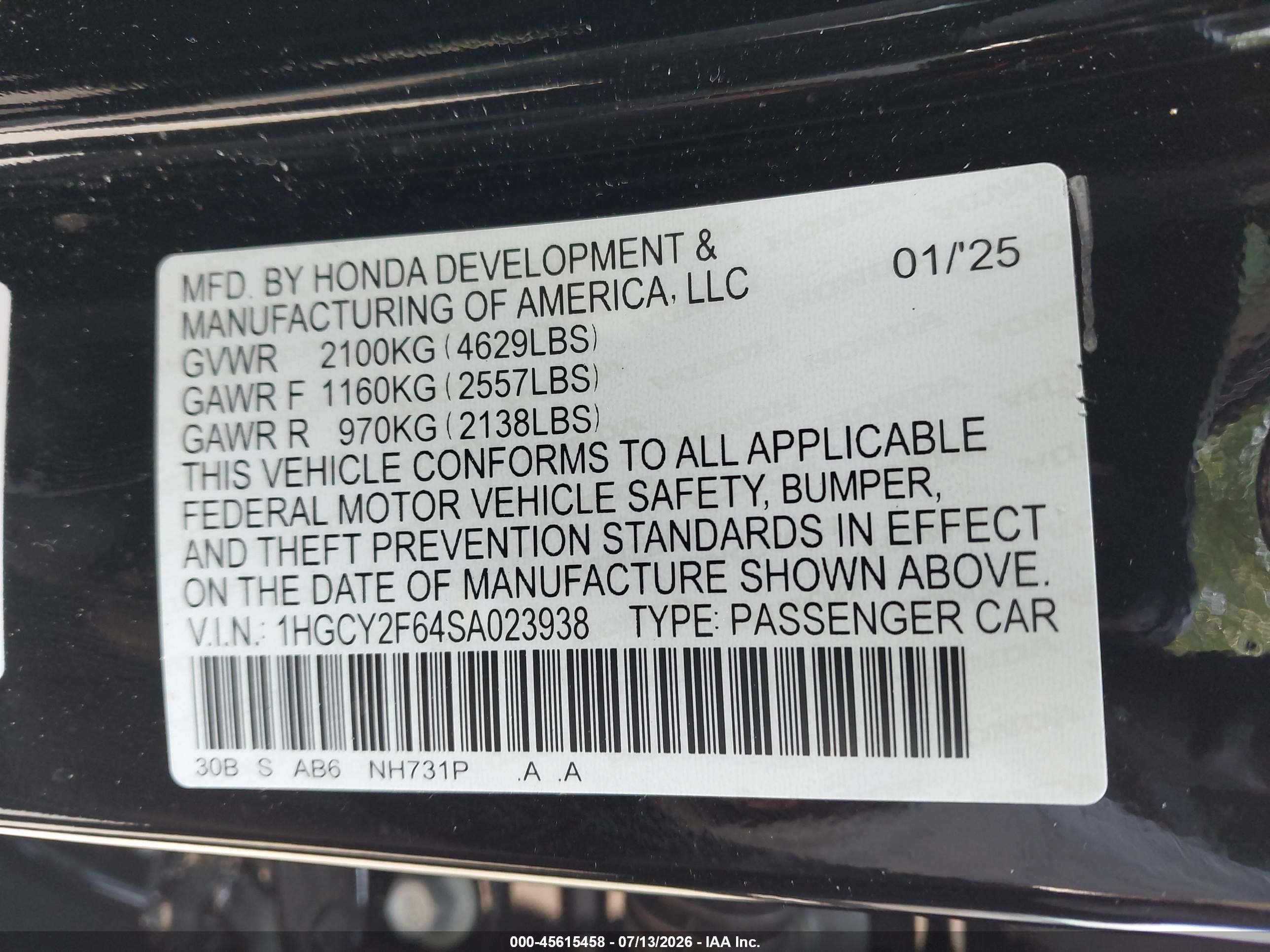 2025 Honda Accord Hybrid Ex-l Black vin: 1HGCY2F64SA023938