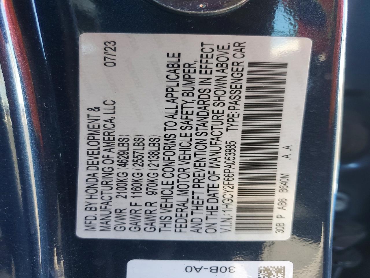 2023 Honda Accord Hybrid Exl Blue vin: 1HGCY2F66PA053885