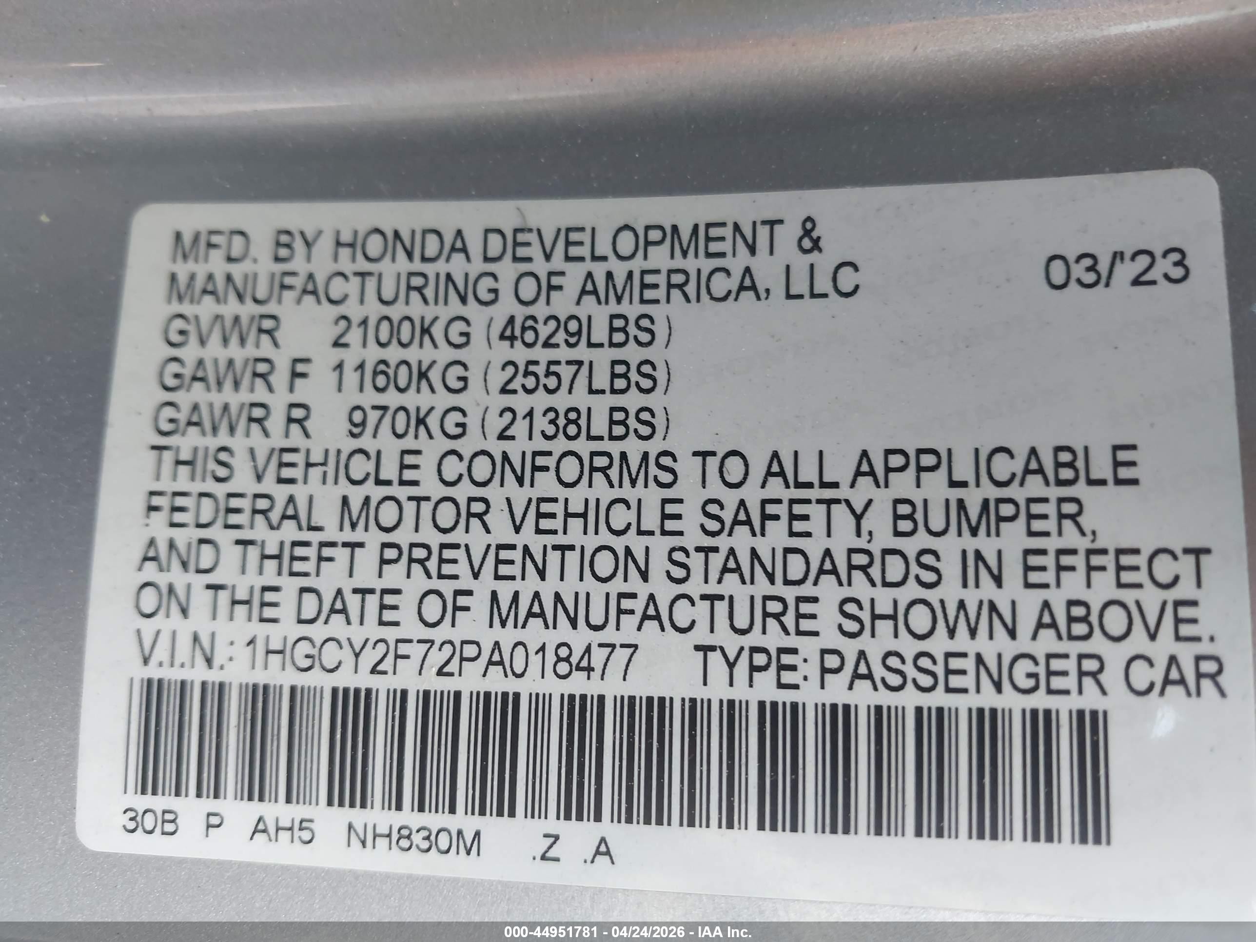2023 Honda Accord Hybrid Sport-l Silver vin: 1HGCY2F72PA018477