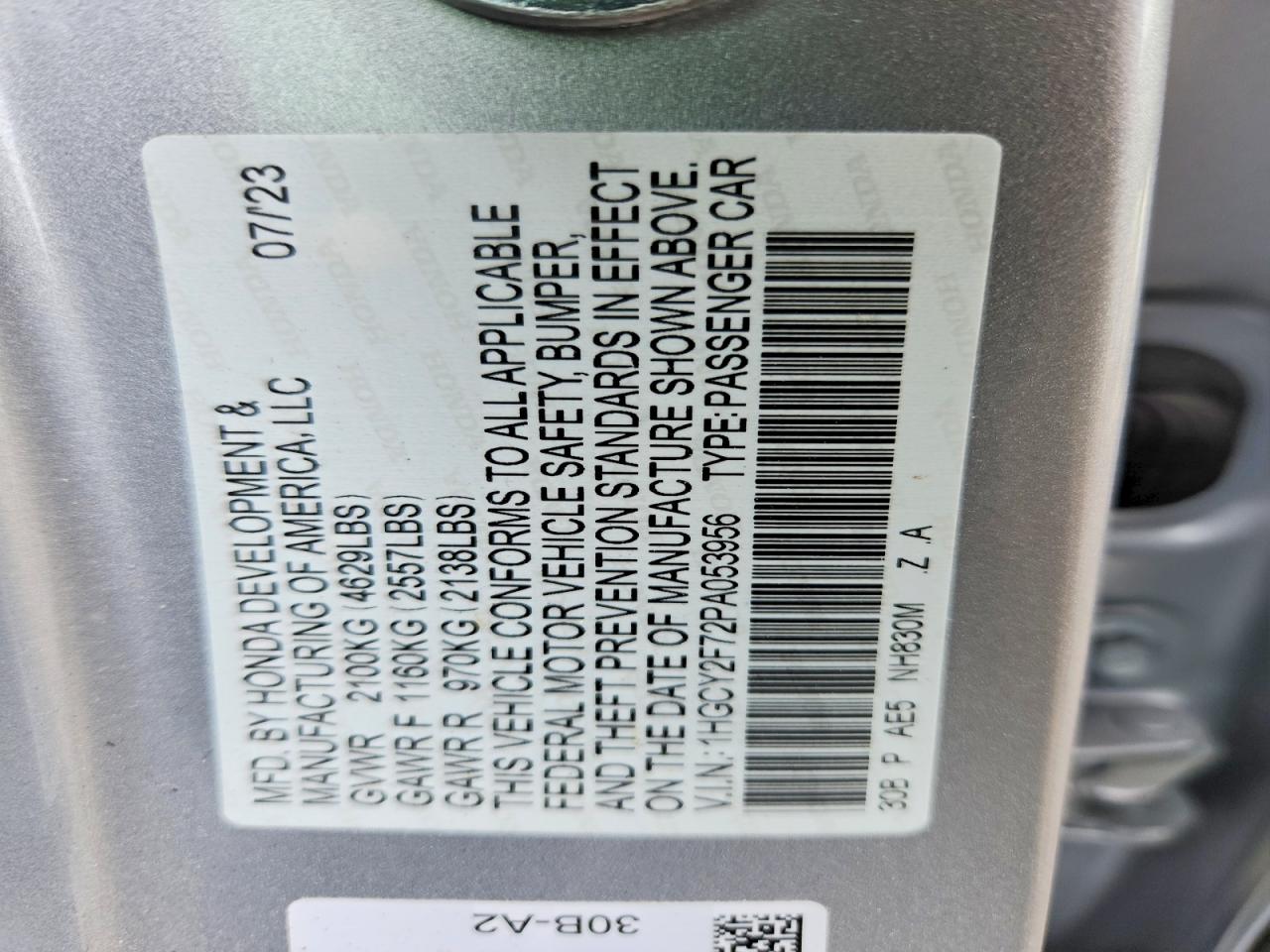 2023 Honda Accord Hybrid Sport-l Gray vin: 1HGCY2F72PA053956