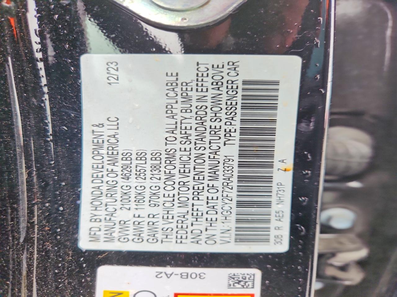 2024 Honda Accord Hybrid Sport-l Black vin: 1HGCY2F72RA033791