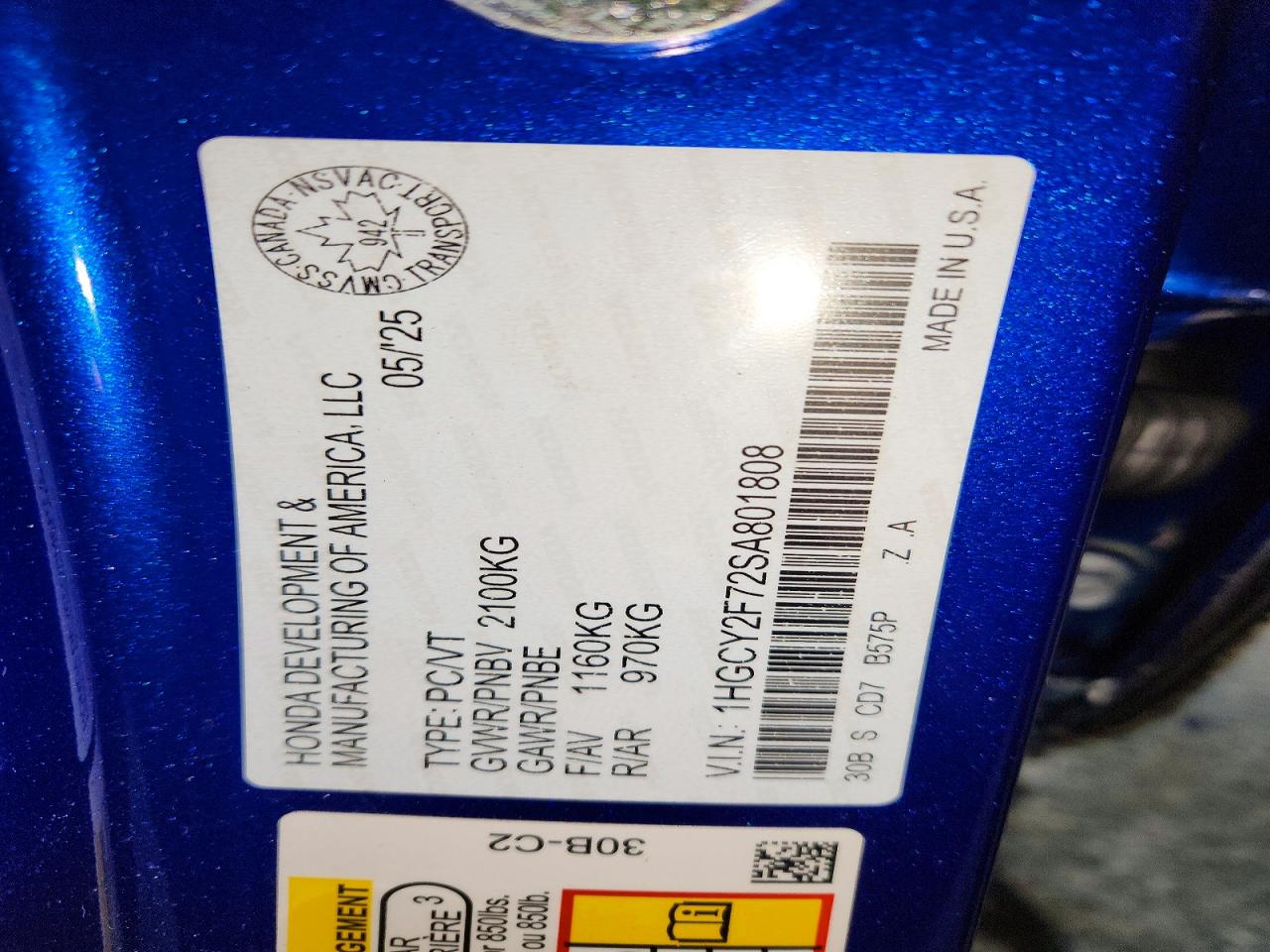 2025 Honda Accord Hybrid Sport-l Blue vin: 1HGCY2F72SA801808