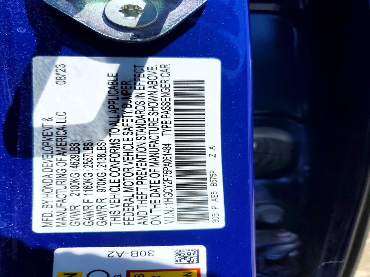 2023 Honda Accord Hybrid Sport-l Blue vin: 1HGCY2F75PA061484