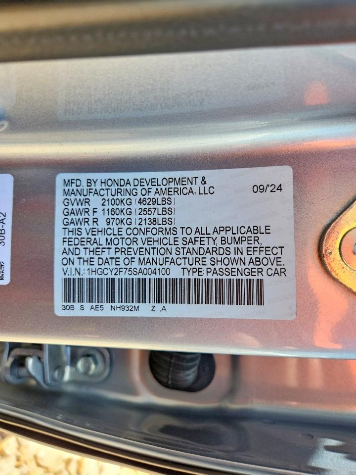 2025 Honda Accord Hybrid Sport-l Silver vin: 1HGCY2F75SA004100