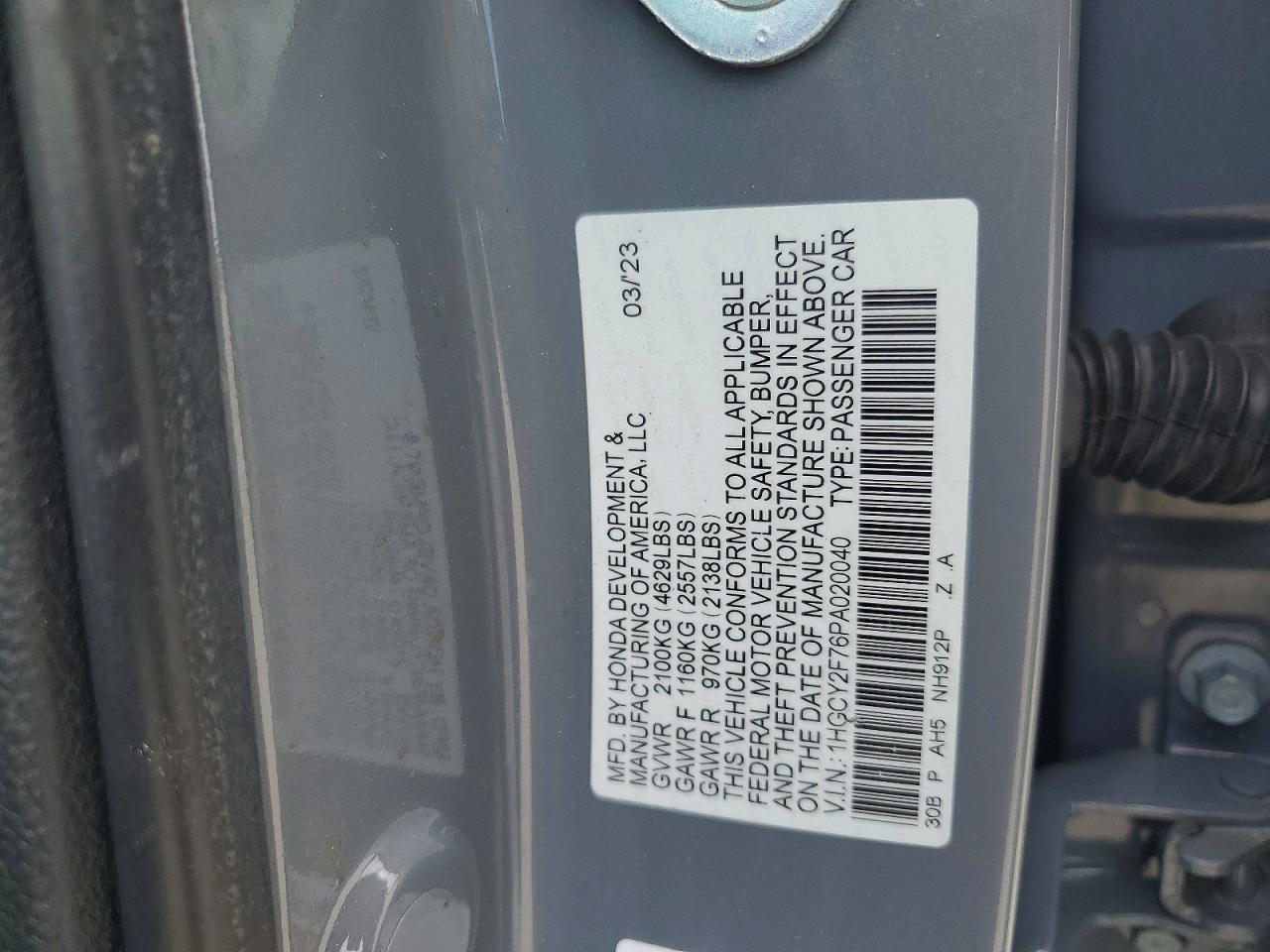 2023 Honda Accord Hybrid Sport-l Gray vin: 1HGCY2F76PA020040