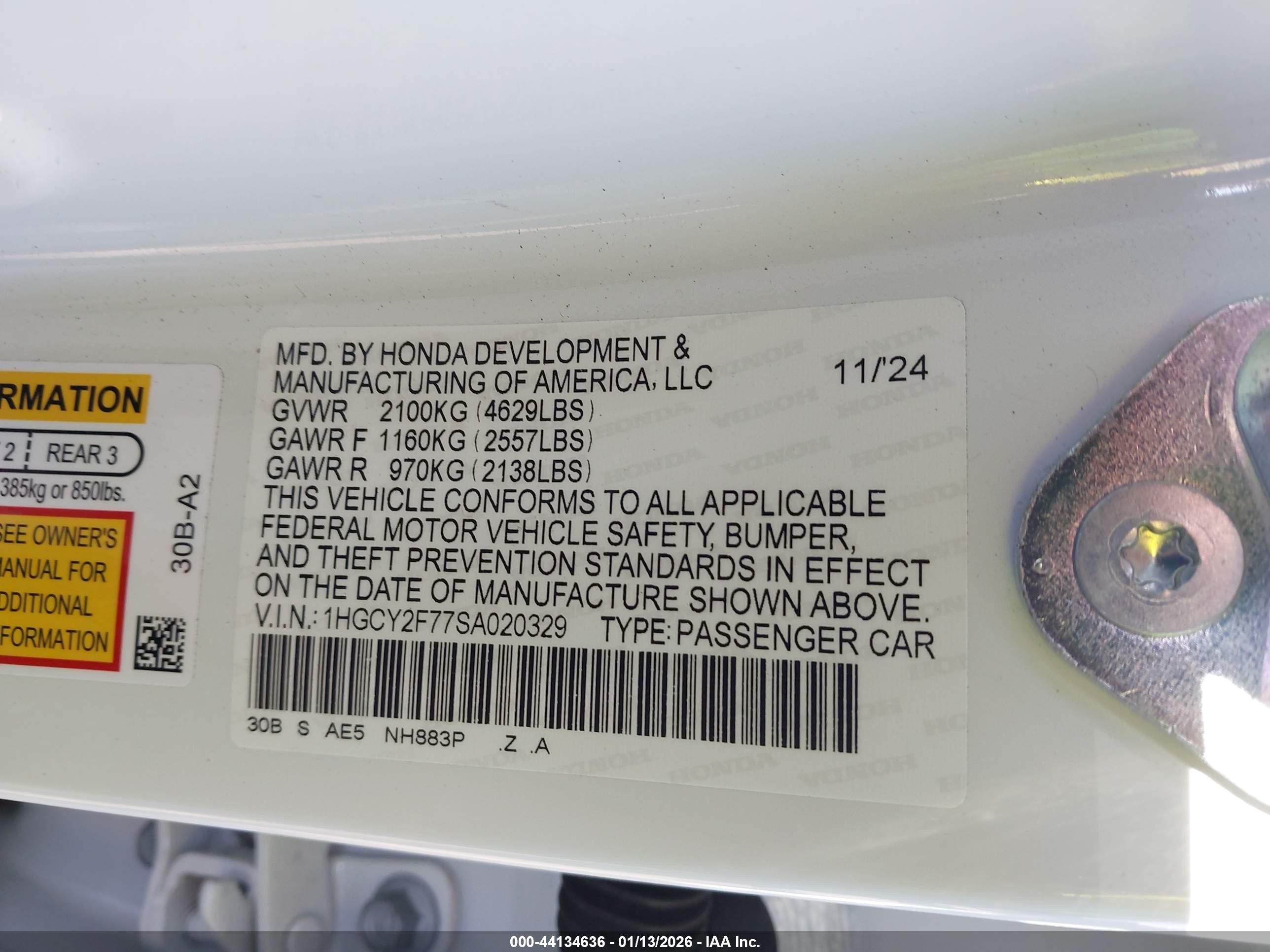 2025 Honda Accord Hybrid Sport-l White vin: 1HGCY2F77SA020329