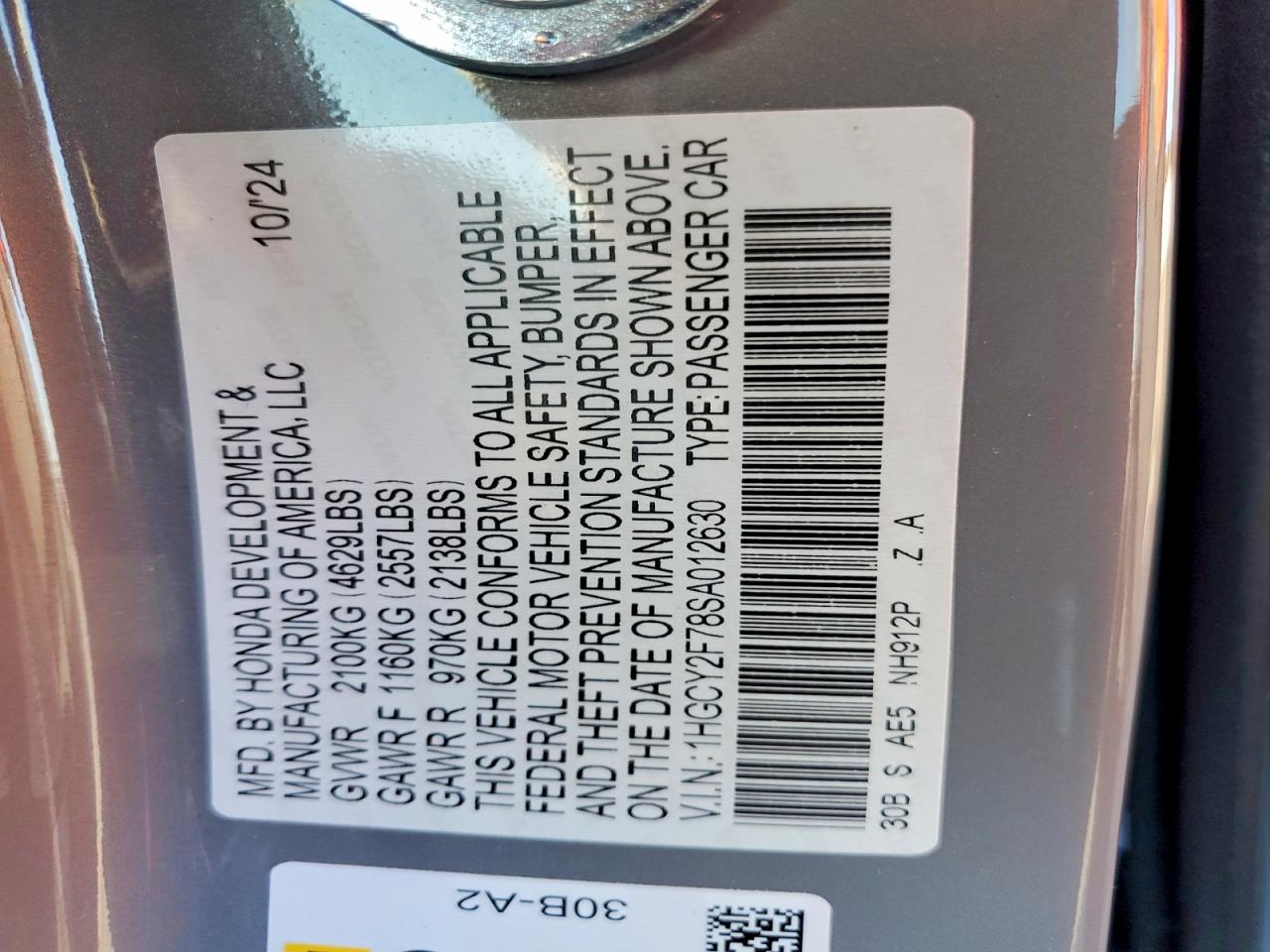 2025 Honda Accord Hybrid Sport-l Gray vin: 1HGCY2F78SA012630
