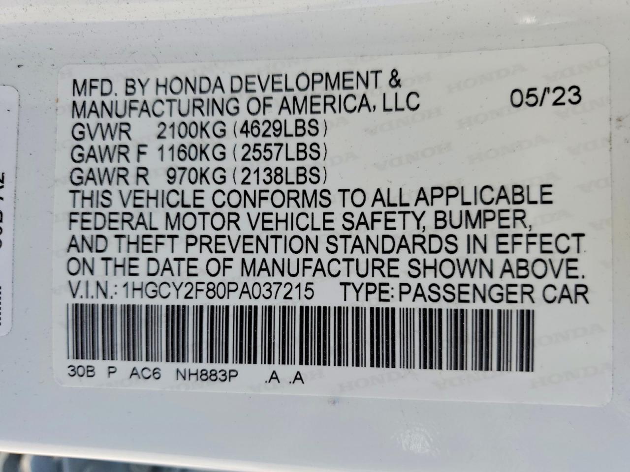 2023 Honda Accord Touring Hybrid White vin: 1HGCY2F80PA037215