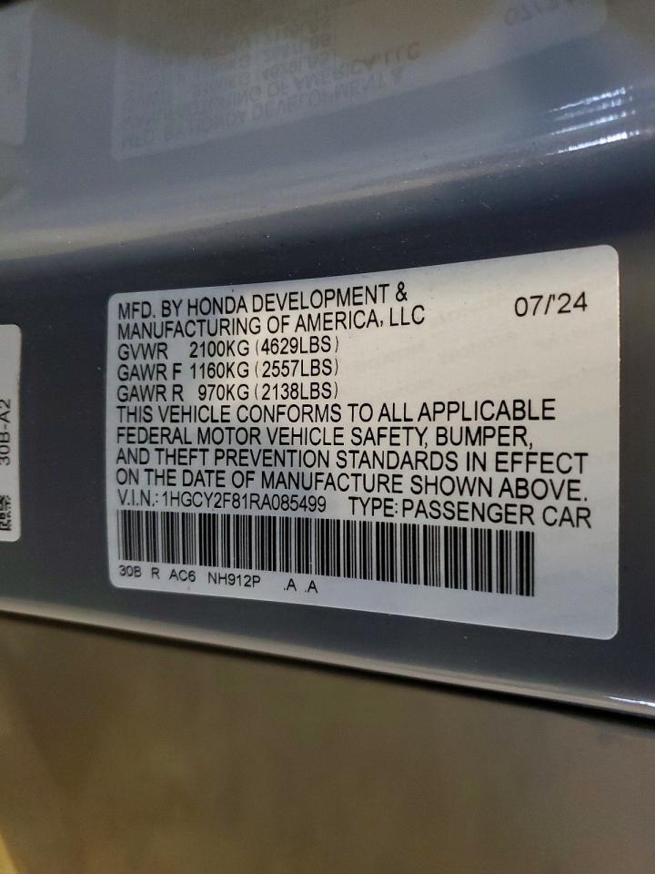 2024 Honda Accord Touring Hybrid Gray vin: 1HGCY2F81RA085499