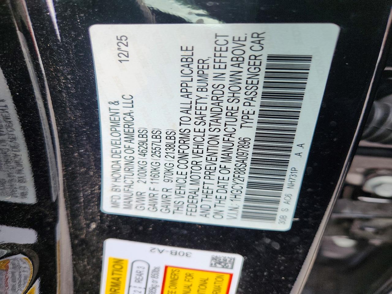 2025 Honda Accord Touring Hybrid Black vin: 1HGCY2F88SA097896