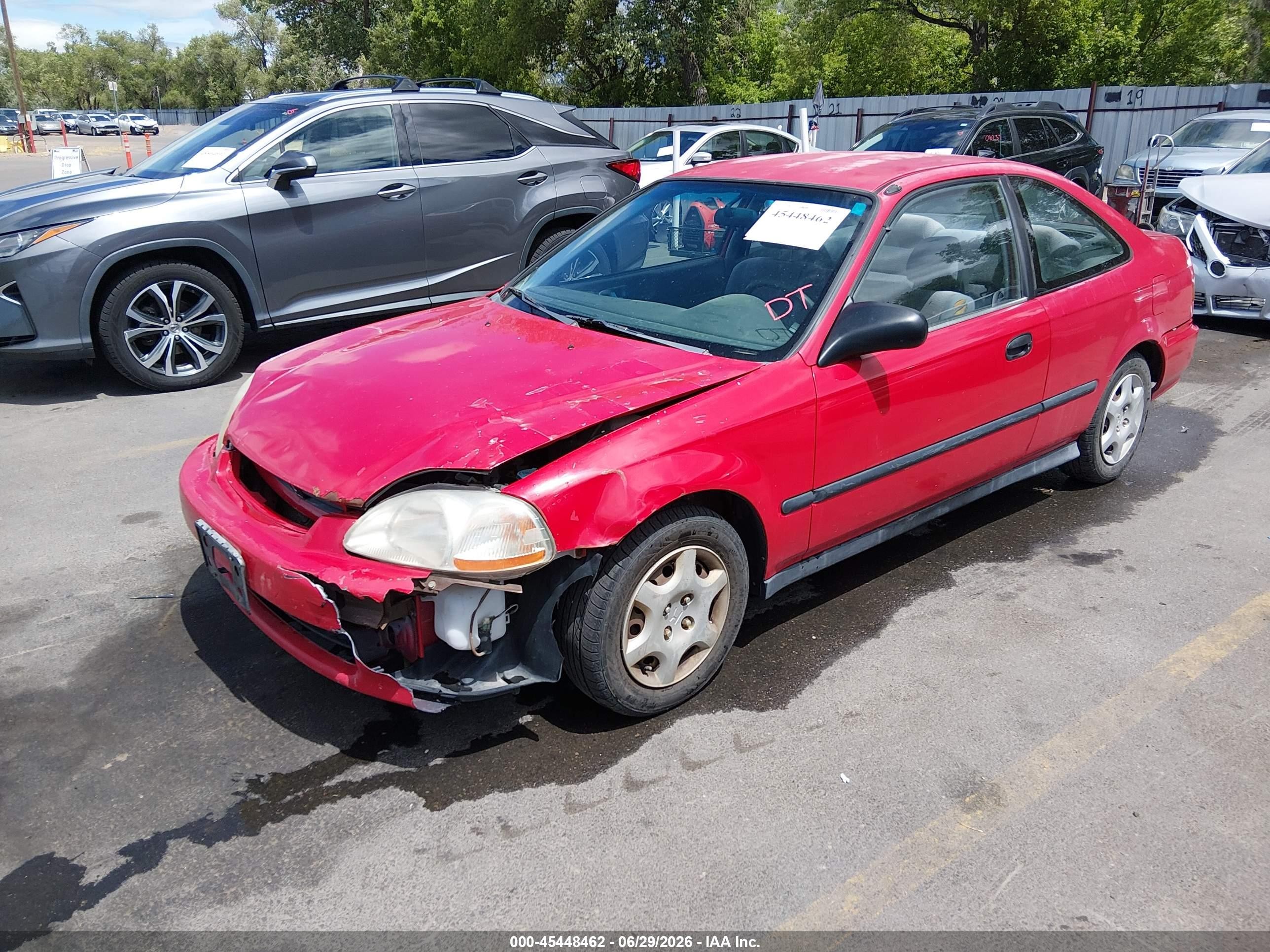 1996 Honda Civic Dx Red vin: 1HGEJ6122TL069816