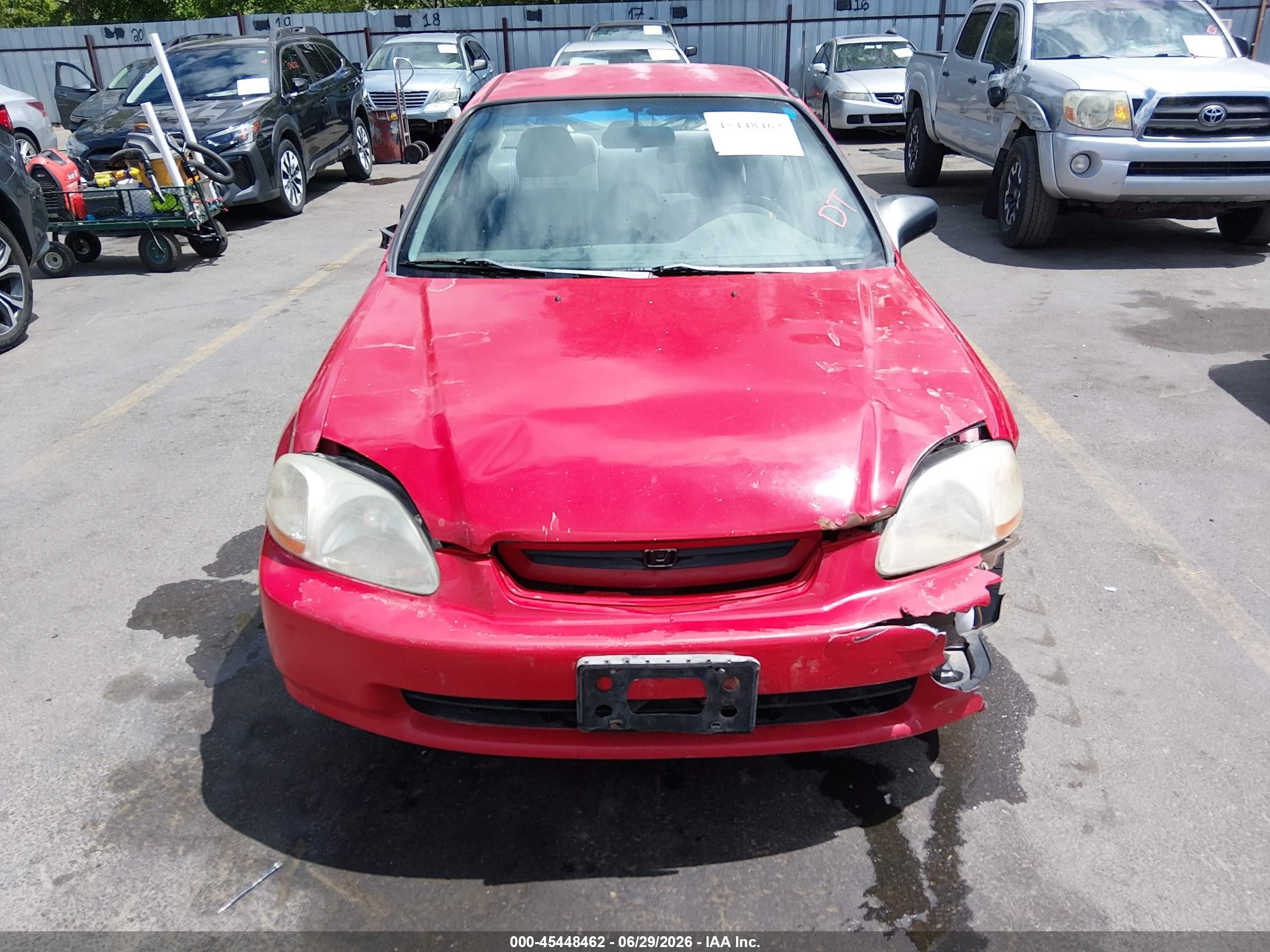 1996 Honda Civic Dx Red vin: 1HGEJ6122TL069816