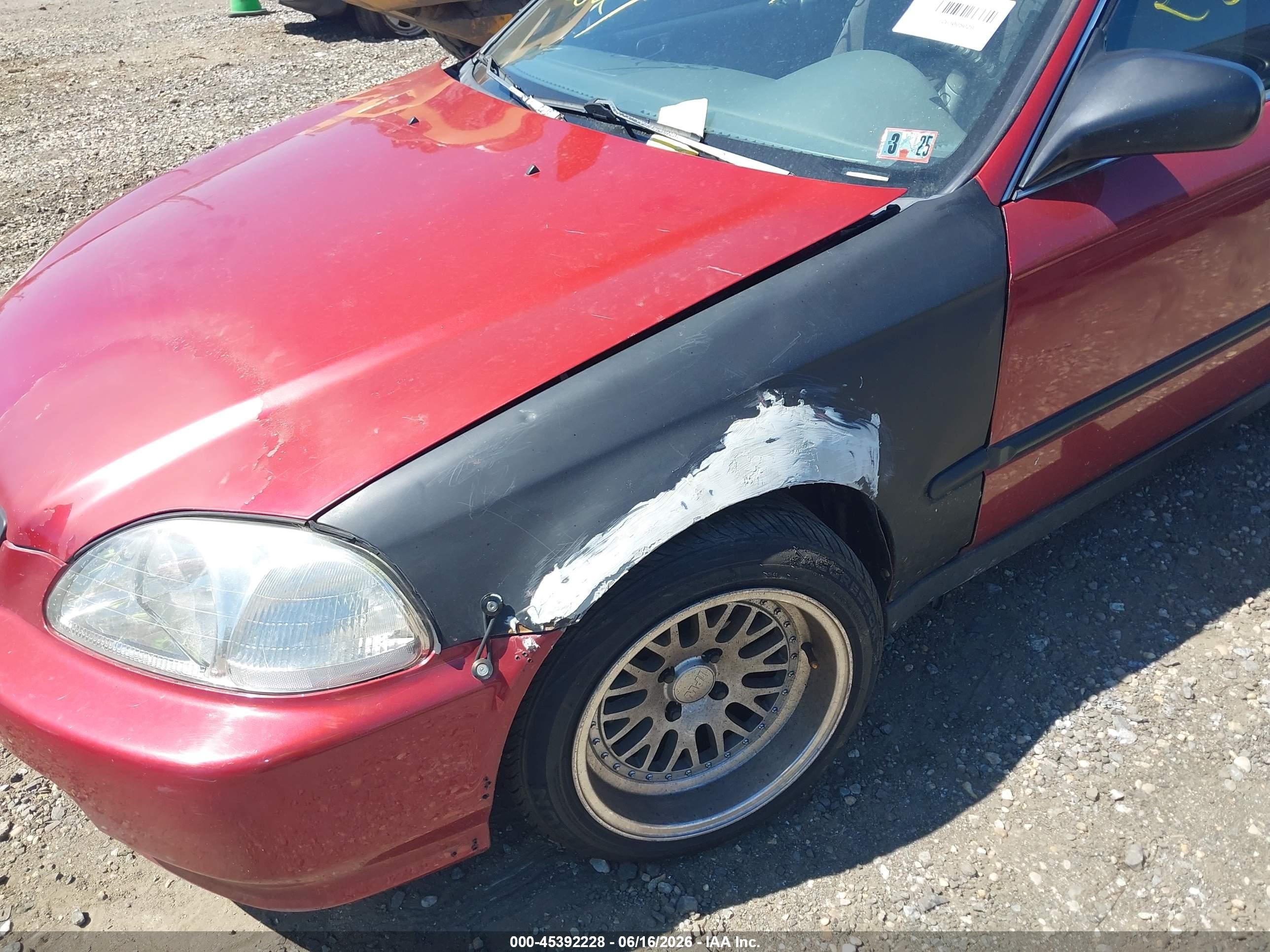 1998 Honda Civic Lx Red vin: 1HGEJ6671WL026058