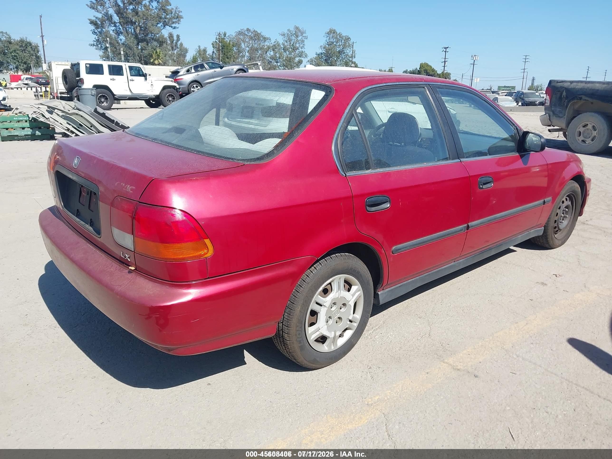 1998 Honda Civic Lx Red vin: 1HGEJ6672WL047954