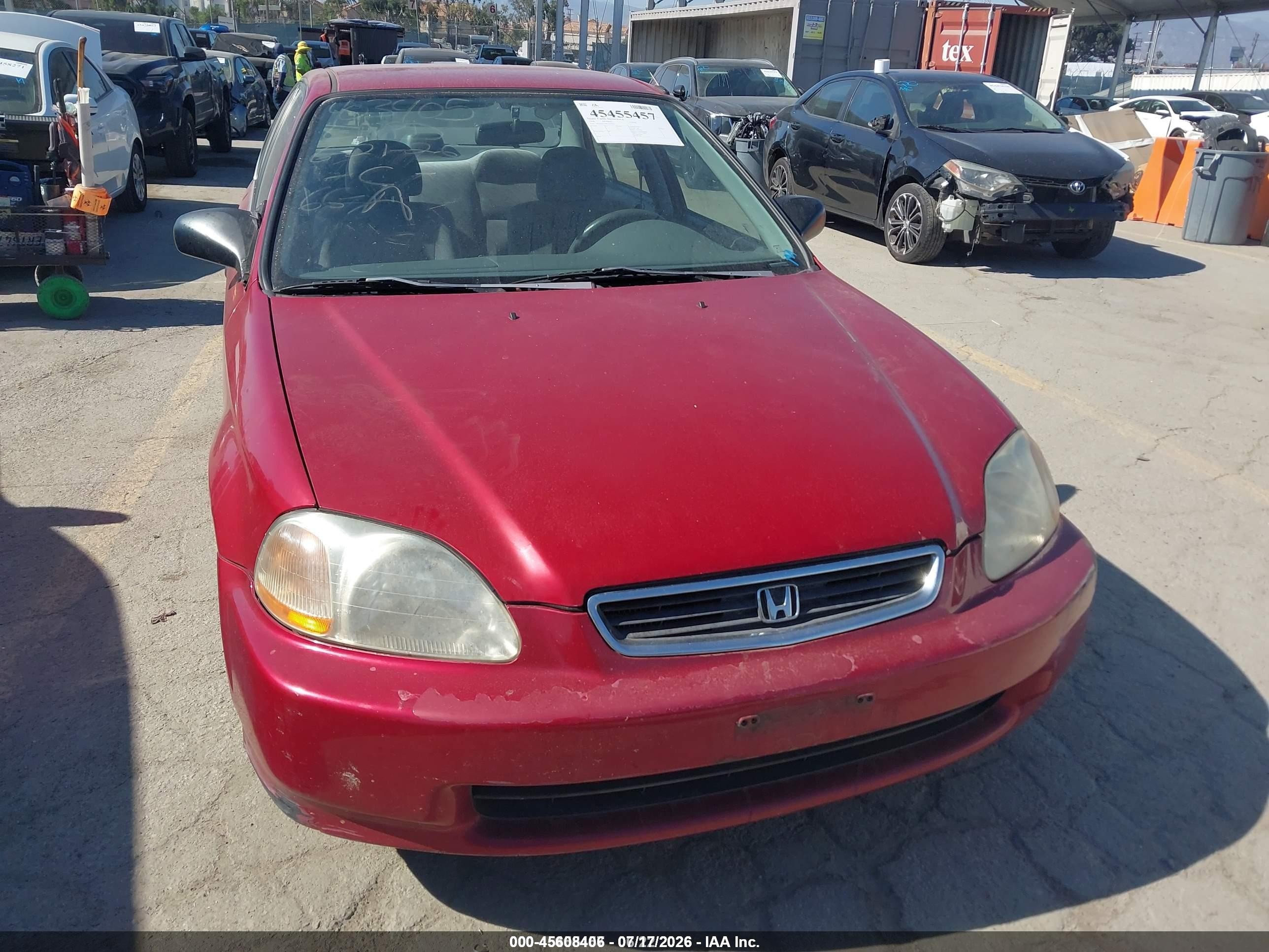 1998 Honda Civic Lx Red vin: 1HGEJ6672WL047954
