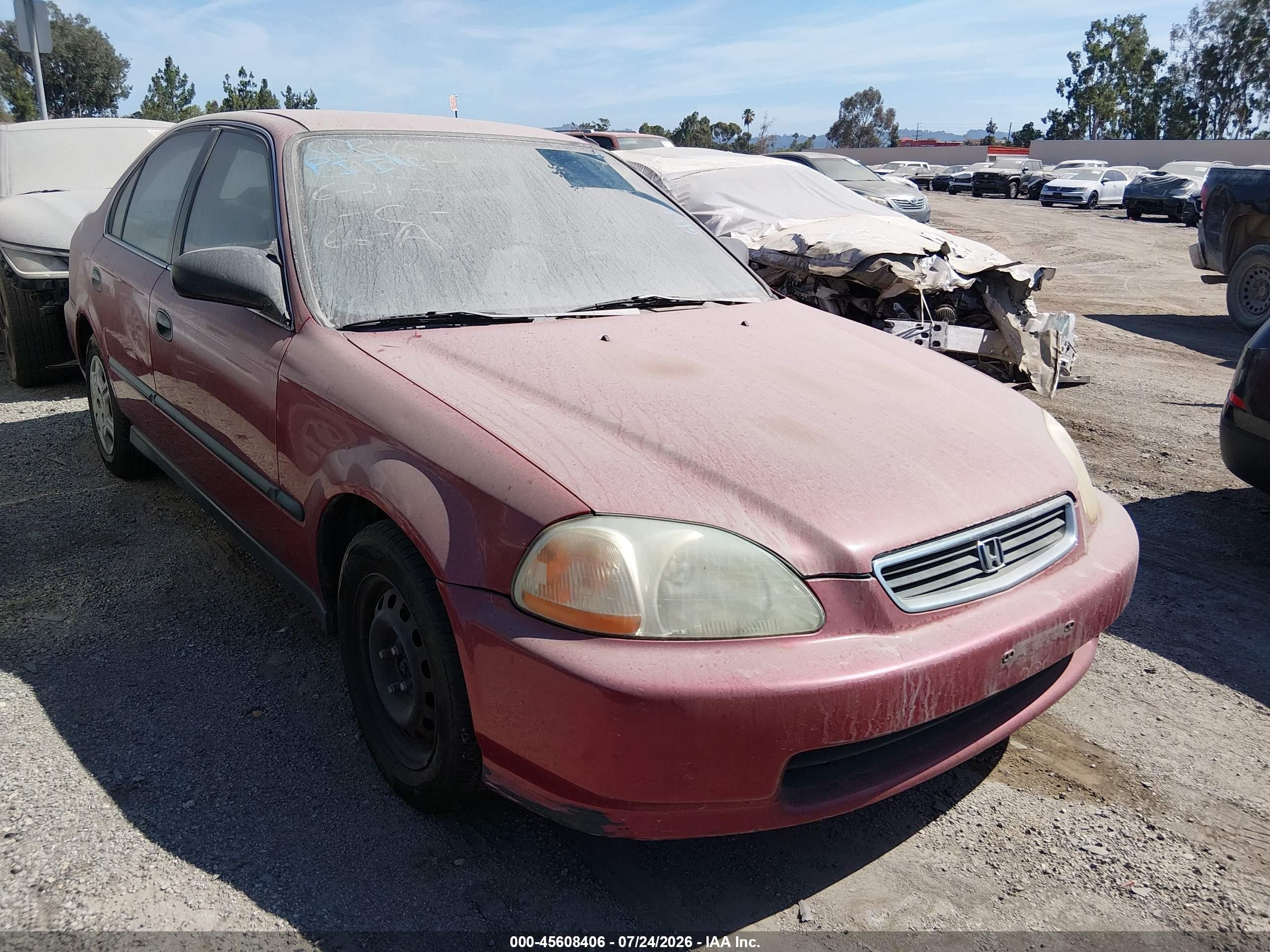 1998 Honda Civic Lx Red vin: 1HGEJ6672WL047954