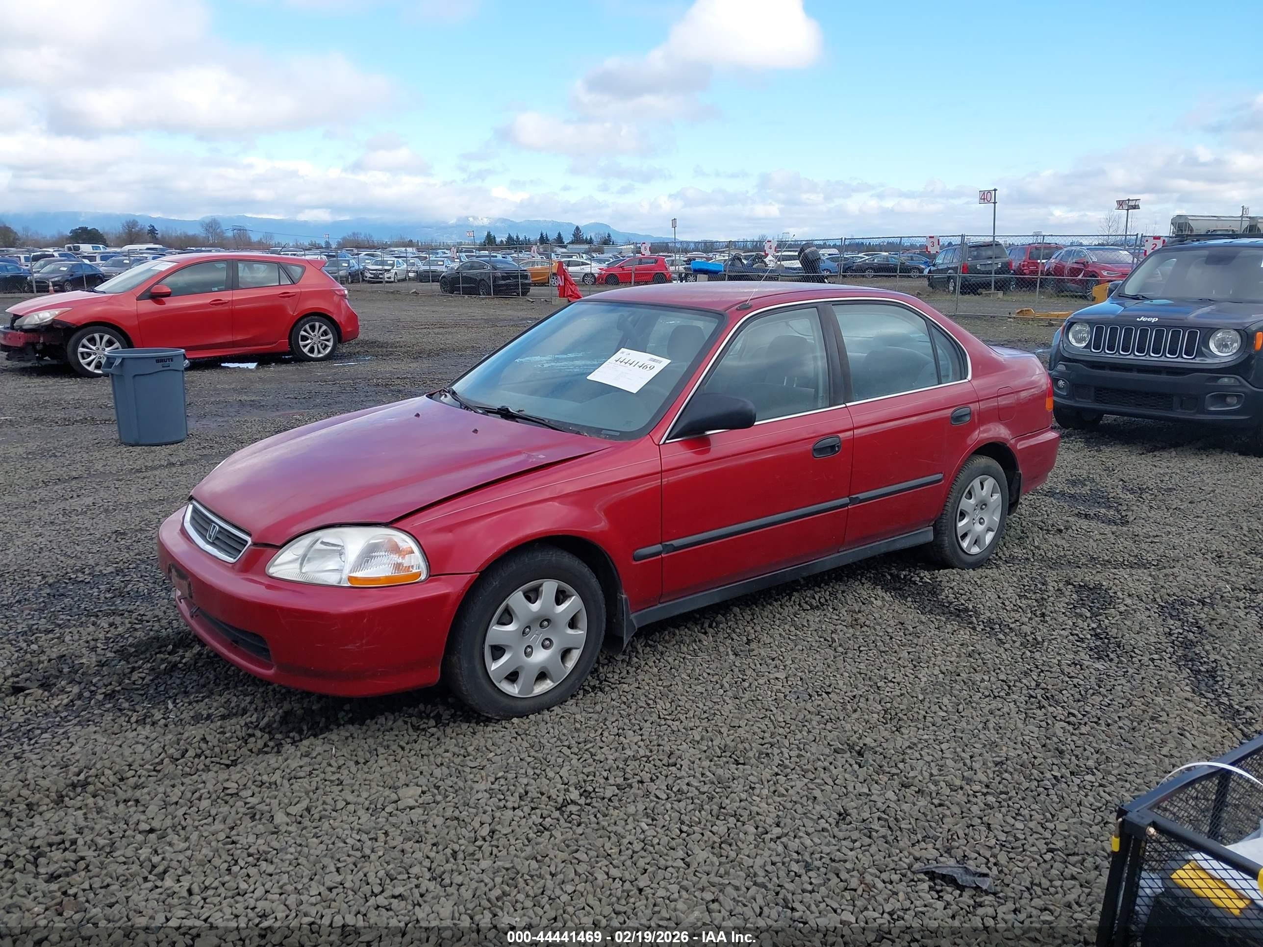 1998 Honda Civic Lx Red vin: 1HGEJ6673WL002814
