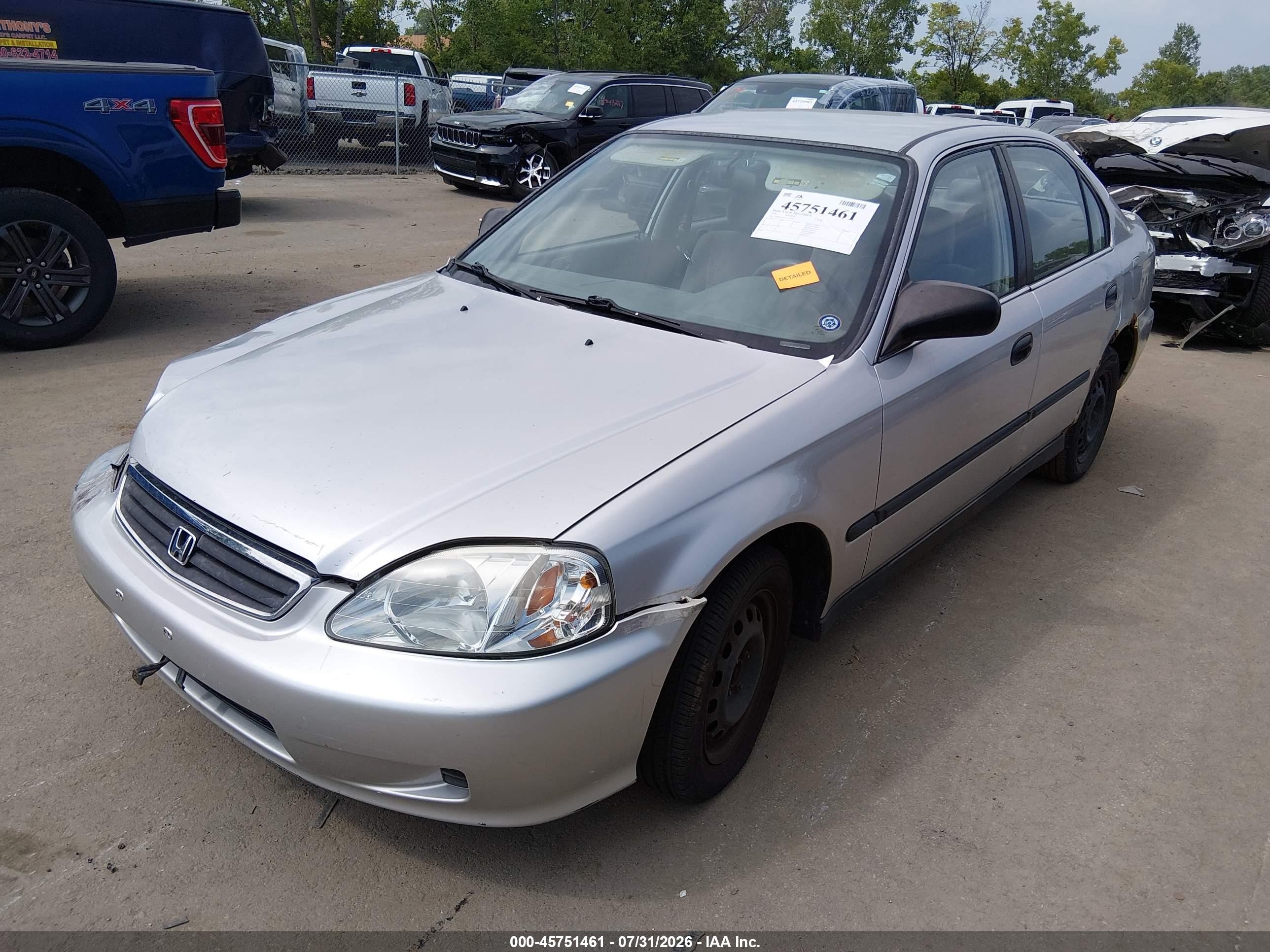 1999 Honda Civic Lx Gray vin: 1HGEJ6675XL013489