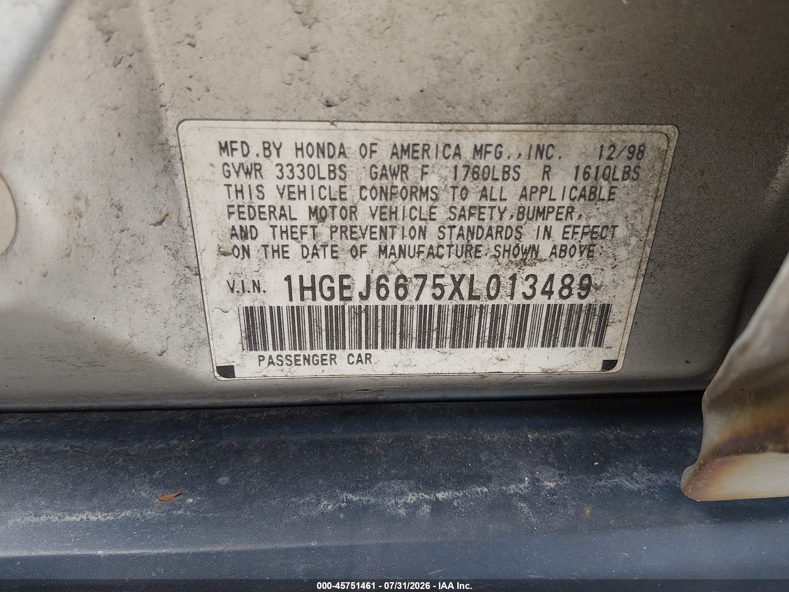 1999 Honda Civic Lx Gray vin: 1HGEJ6675XL013489
