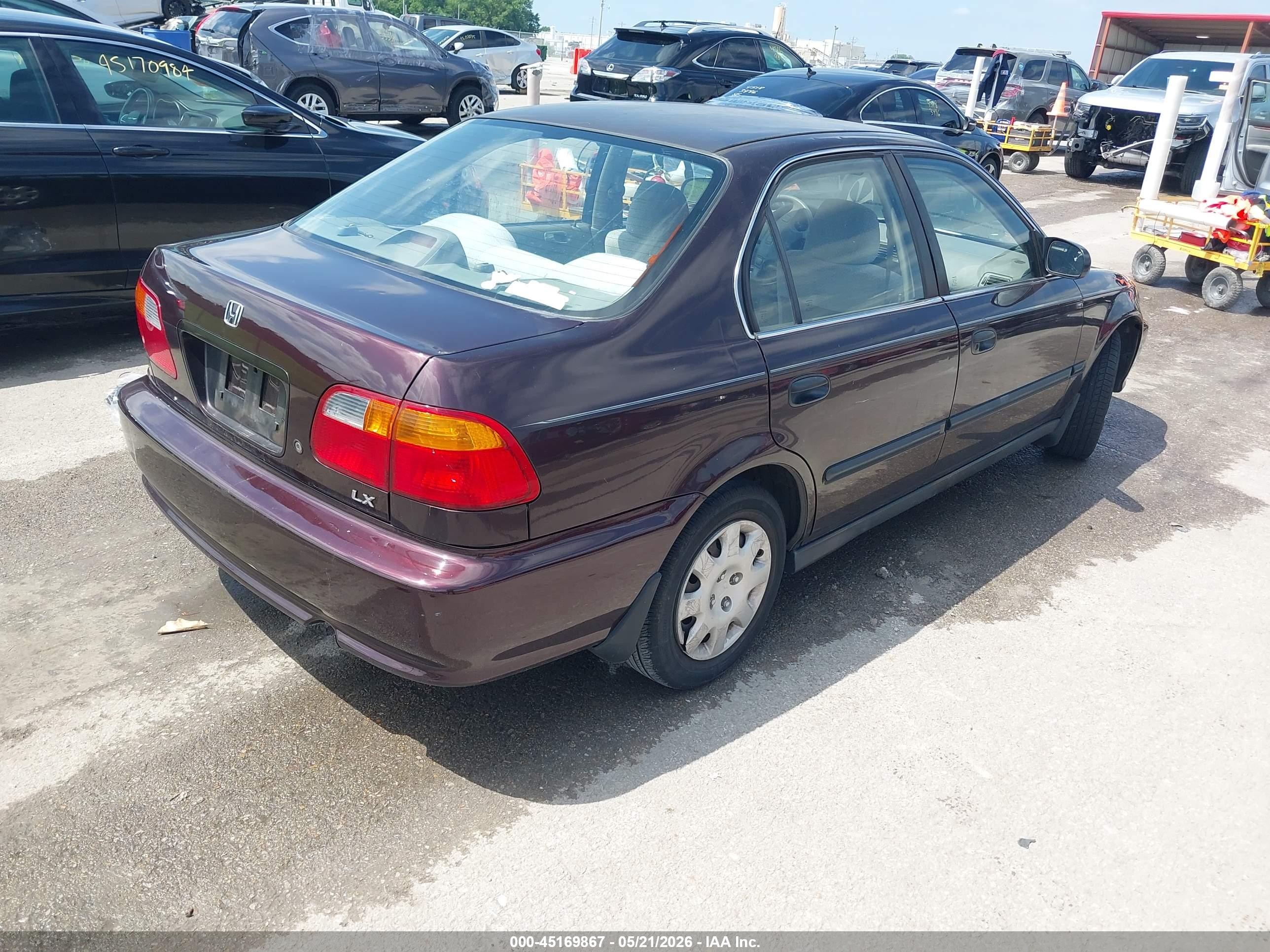 2000 Honda Civic Lx Maroon vin: 1HGEJ6675YL036420