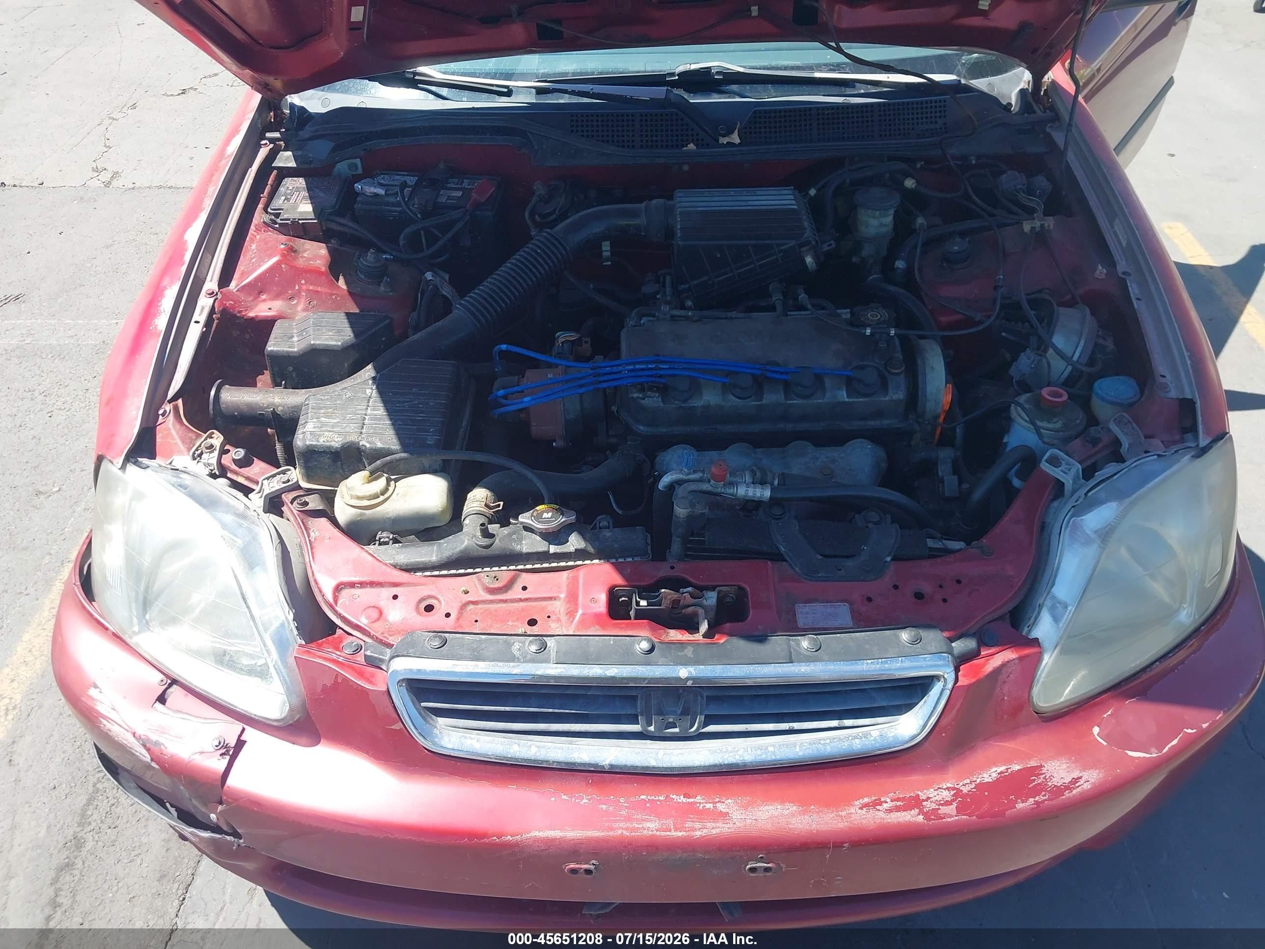 1998 Honda Civic Lx Red vin: 1HGEJ6677WL028879