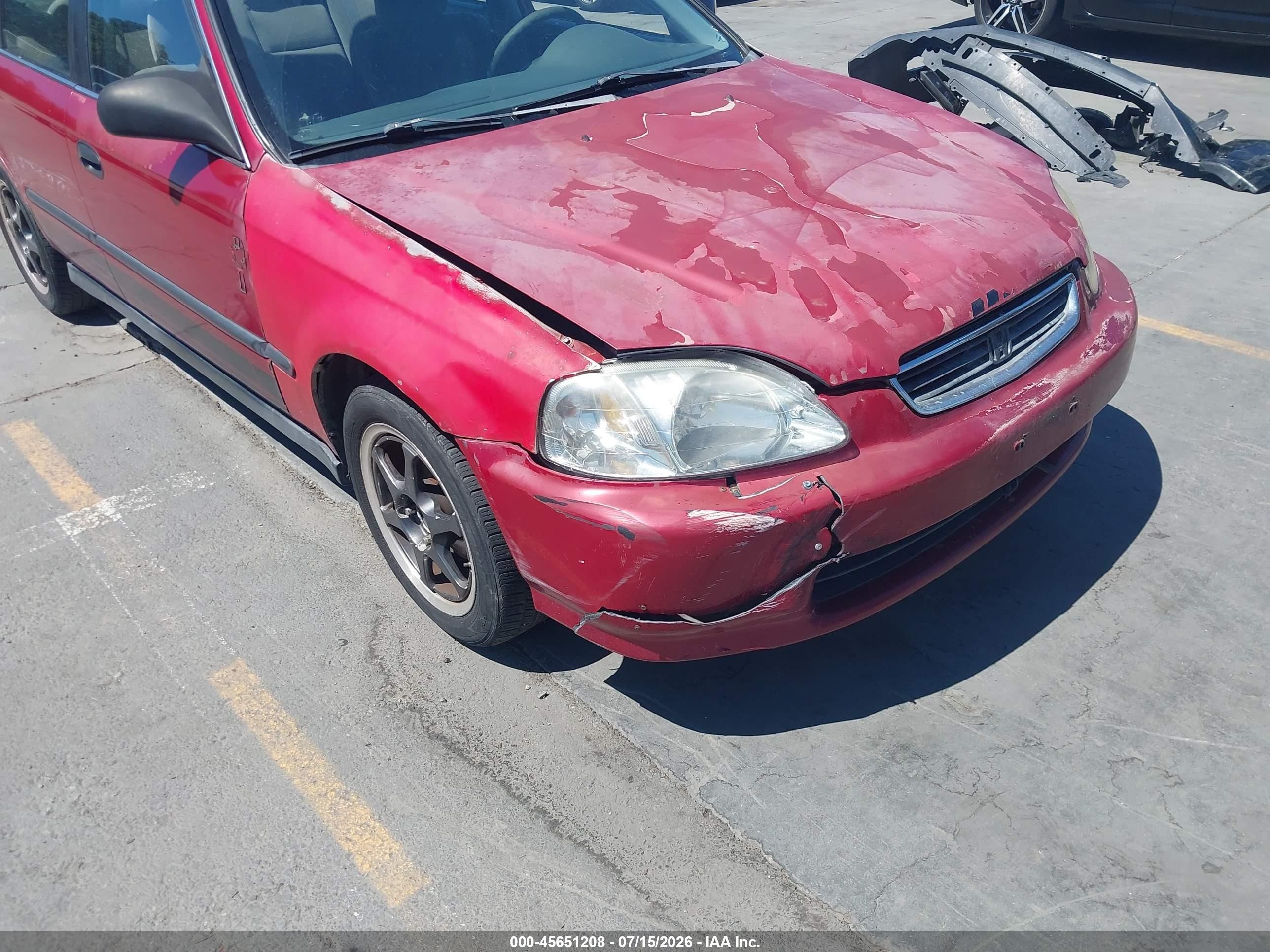 1998 Honda Civic Lx Red vin: 1HGEJ6677WL028879
