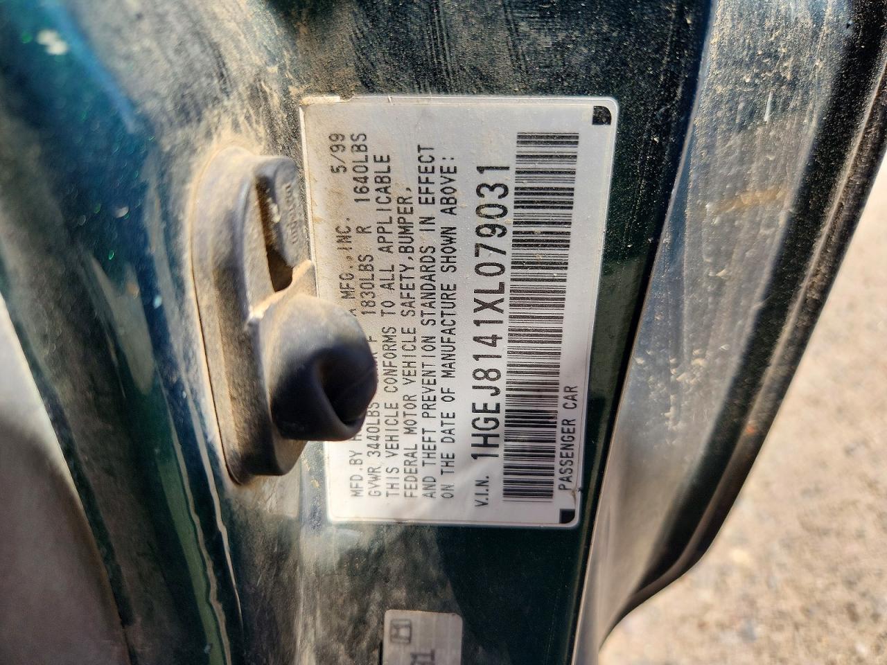 1999 Honda Civic Ex Teal vin: 1HGEJ8141XL079031