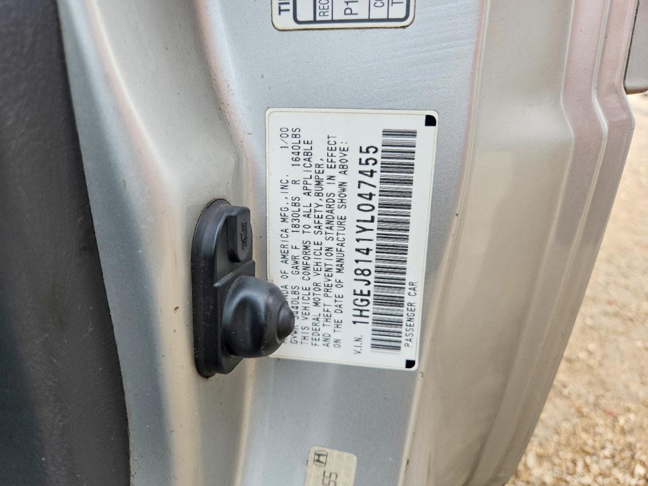 2000 Honda Civic Ex Silver vin: 1HGEJ8141YL047455