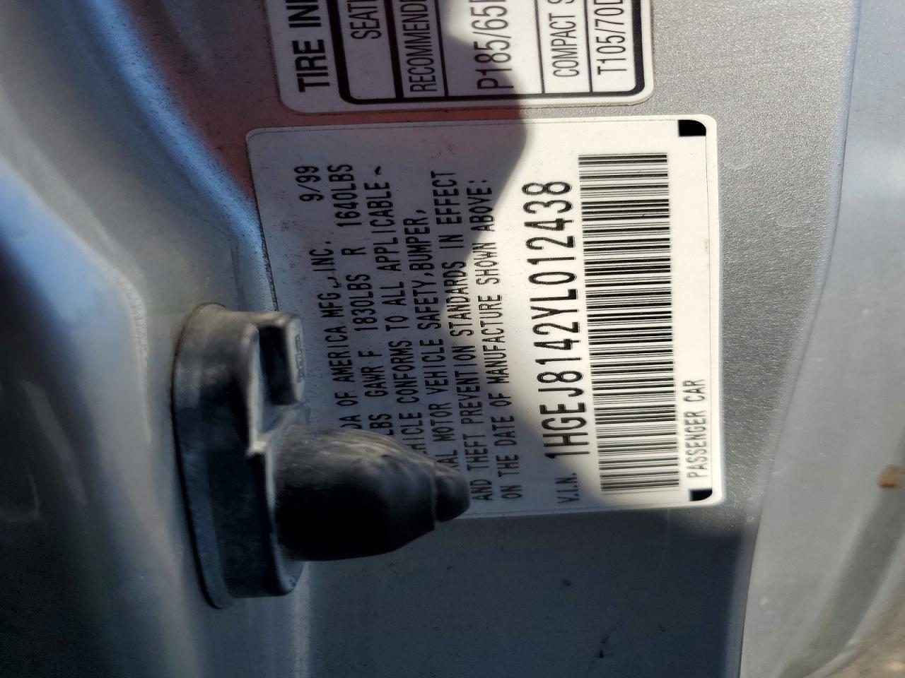 2000 Honda Civic Ex Silver vin: 1HGEJ8142YL012438